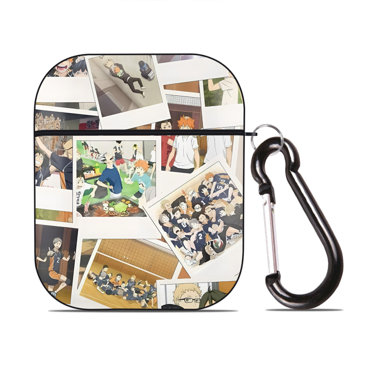 （画像用） ハイキュー!! Haikyu!! AirPods 第2世代保護ケース ハードシェル ブラック 耐衝撃・防指紋・カラビナ付き