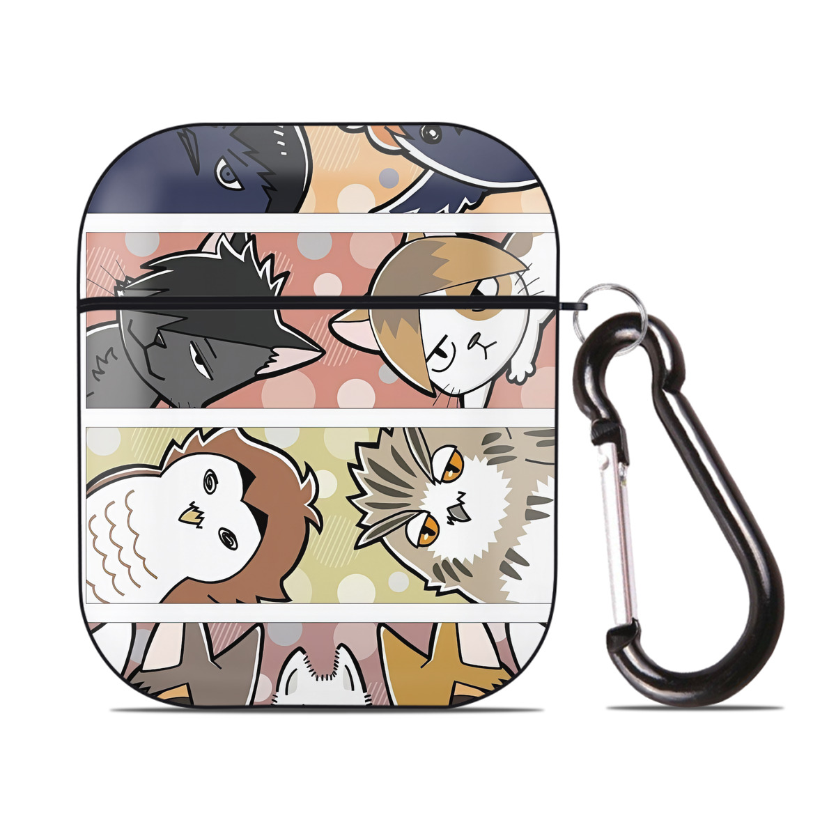 （画像用） ハイキュー!! Haikyu!! AirPods 第2世代保護ケース ハードシェル ブラック 耐衝撃・防指紋・カラビナ付き
