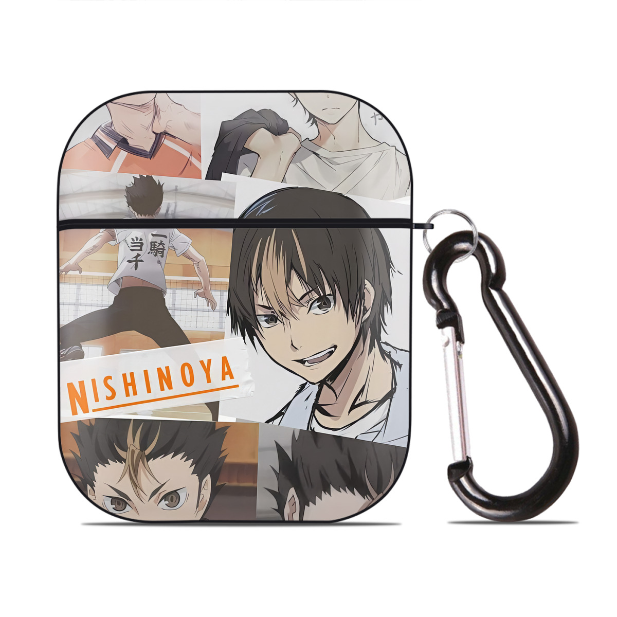 （画像用） ハイキュー!! Haikyu!! AirPods 第2世代保護ケース ハードシェル ブラック 耐衝撃・防指紋・カラビナ付き