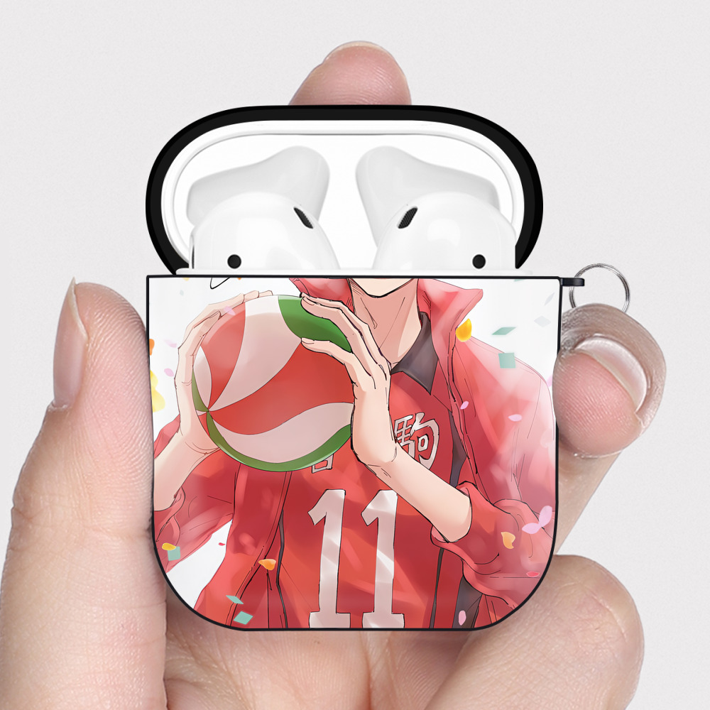 （画像用） ハイキュー!! Haikyu!! AirPods 第2世代保護ケース ハードシェル ブラック 耐衝撃・防指紋・カラビナ付き