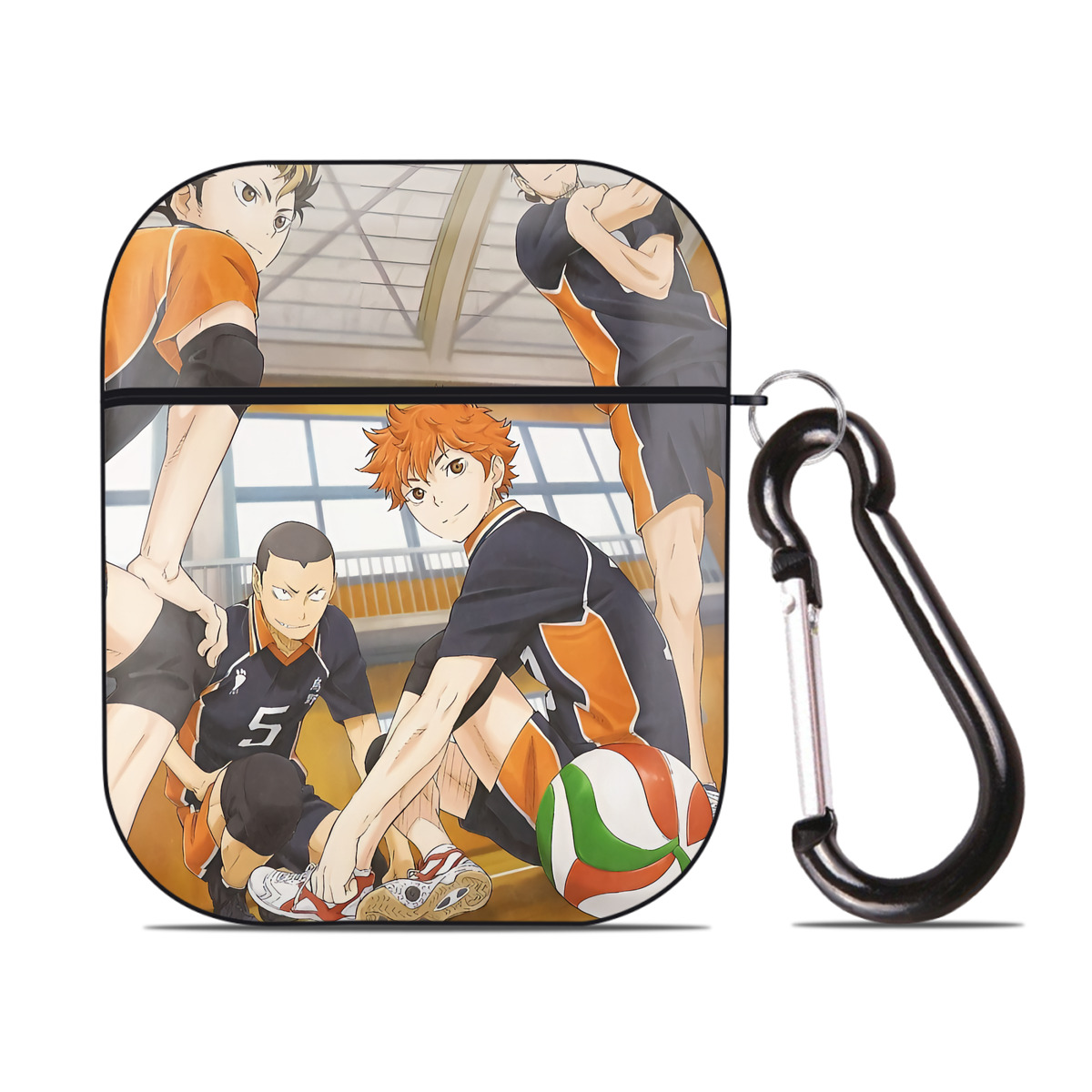 （画像用） ハイキュー!! Haikyu!! AirPods 第2世代保護ケース ハードシェル ブラック 耐衝撃・防指紋・カラビナ付き