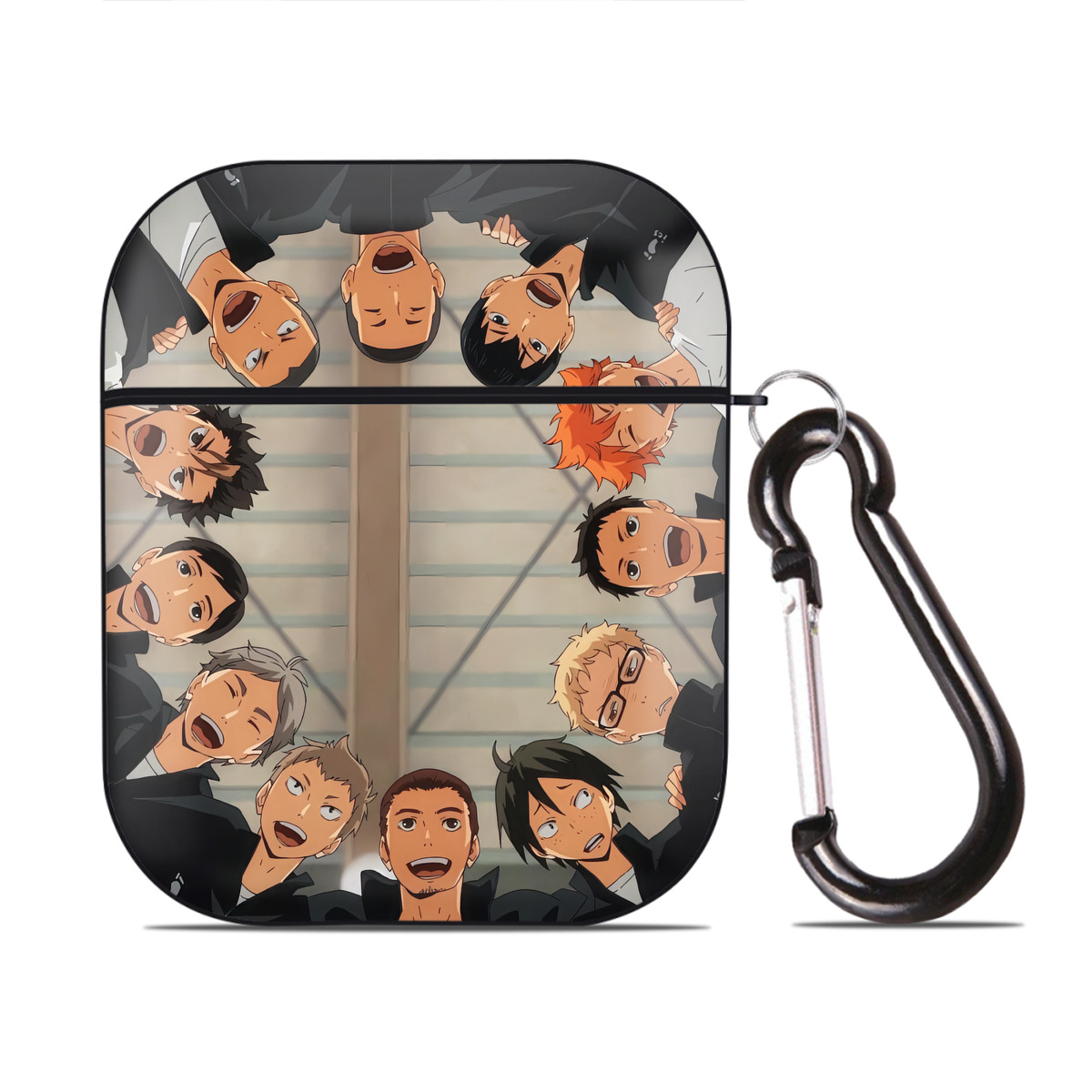 （画像用） ハイキュー!! Haikyu!! AirPods 第2世代保護ケース ハードシェル ブラック 耐衝撃・防指紋・カラビナ付き