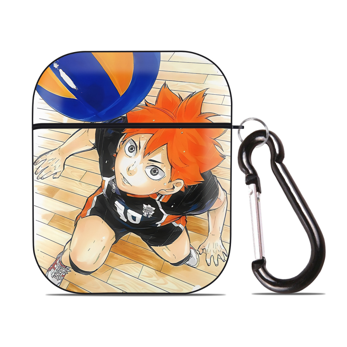 （画像用） ハイキュー!! Haikyu!! AirPods 第2世代保護ケース ハードシェル ブラック 耐衝撃・防指紋・カラビナ付き