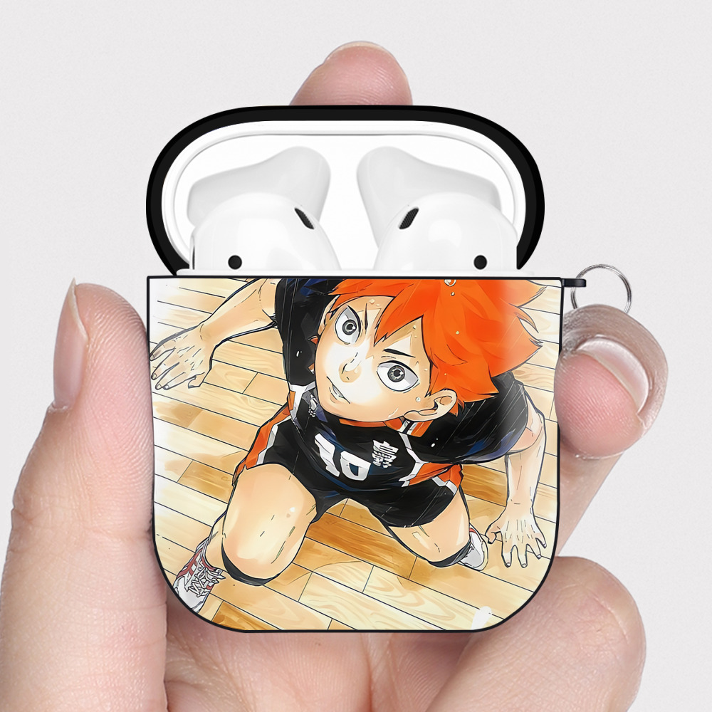 （画像用） ハイキュー!! Haikyu!! AirPods 第2世代保護ケース ハードシェル ブラック 耐衝撃・防指紋・カラビナ付き