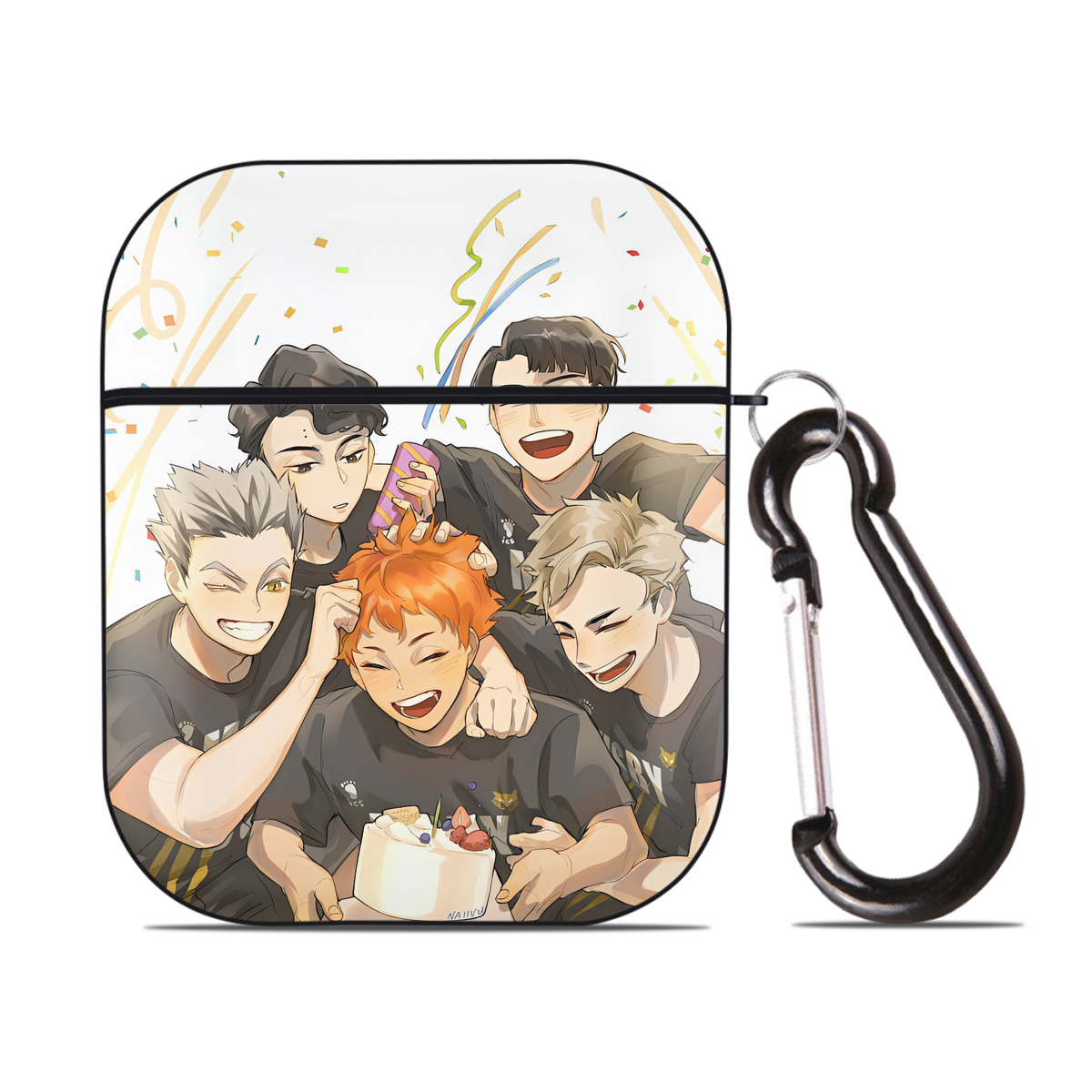 （画像用） ハイキュー!! Haikyu!! AirPods 第2世代保護ケース ハードシェル ブラック 耐衝撃・防指紋・カラビナ付き