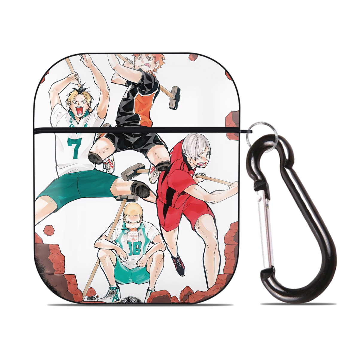 （画像用） ハイキュー!! Haikyu!! AirPods 第2世代保護ケース ハードシェル ブラック 耐衝撃・防指紋・カラビナ付き