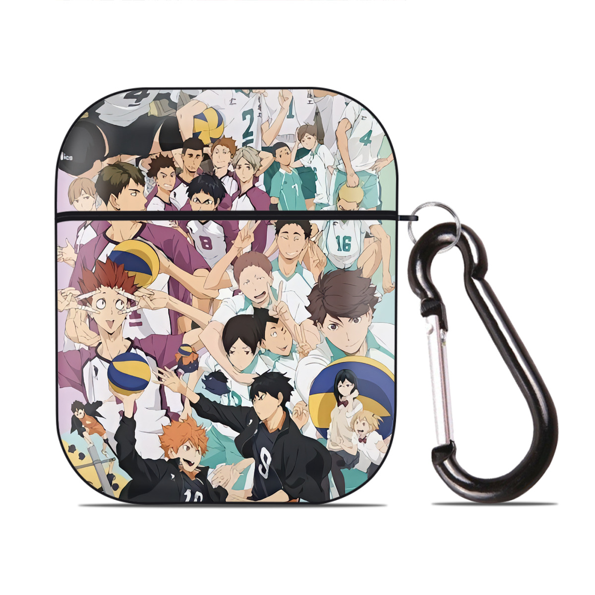 （画像用） ハイキュー!! Haikyu!! AirPods 第2世代保護ケース ハードシェル ブラック 耐衝撃・防指紋・カラビナ付き