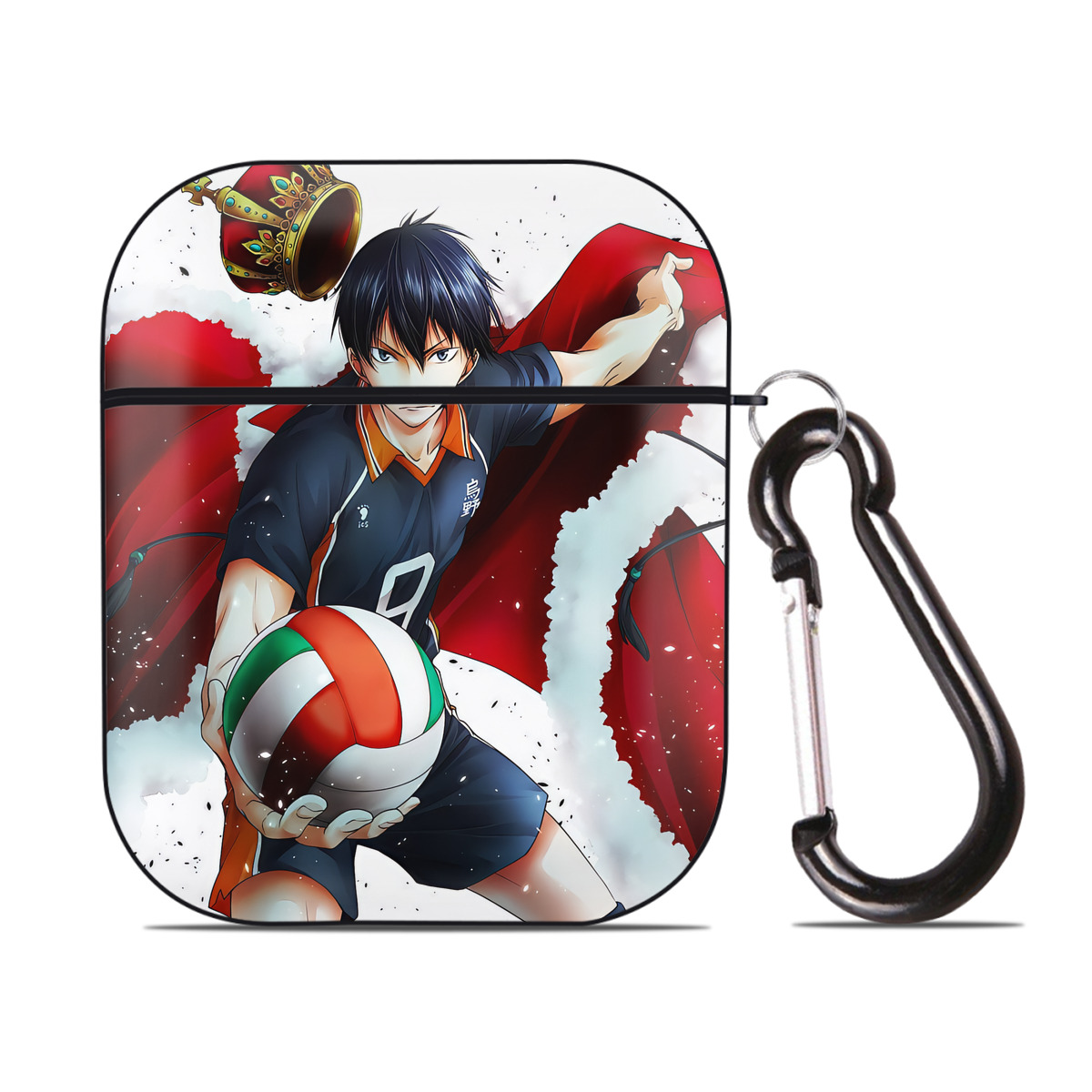 （画像用） ハイキュー!! Haikyu!! AirPods 第2世代保護ケース ハードシェル ブラック 耐衝撃・防指紋・カラビナ付き