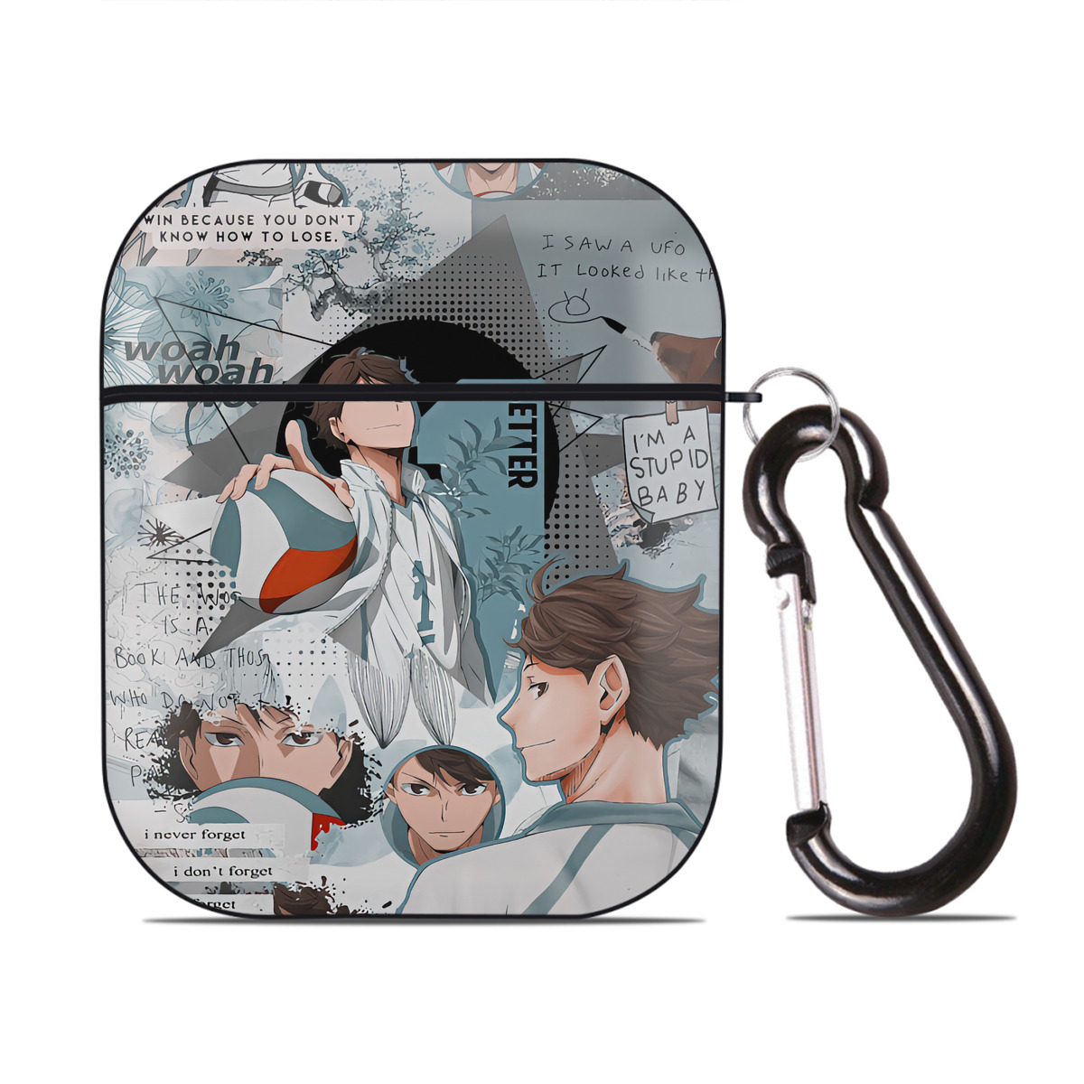 （画像用） ハイキュー!! Haikyu!! AirPods 第2世代保護ケース ハードシェル ブラック 耐衝撃・防指紋・カラビナ付き
