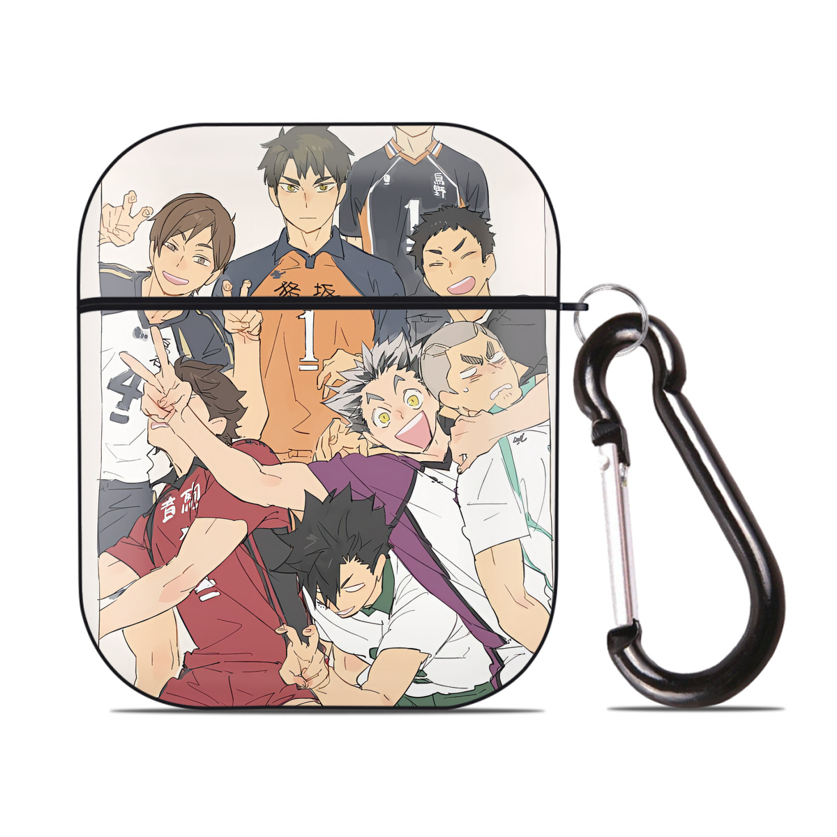 （画像用） ハイキュー!! Haikyu!! AirPods 第2世代保護ケース ハードシェル ブラック 耐衝撃・防指紋・カラビナ付き