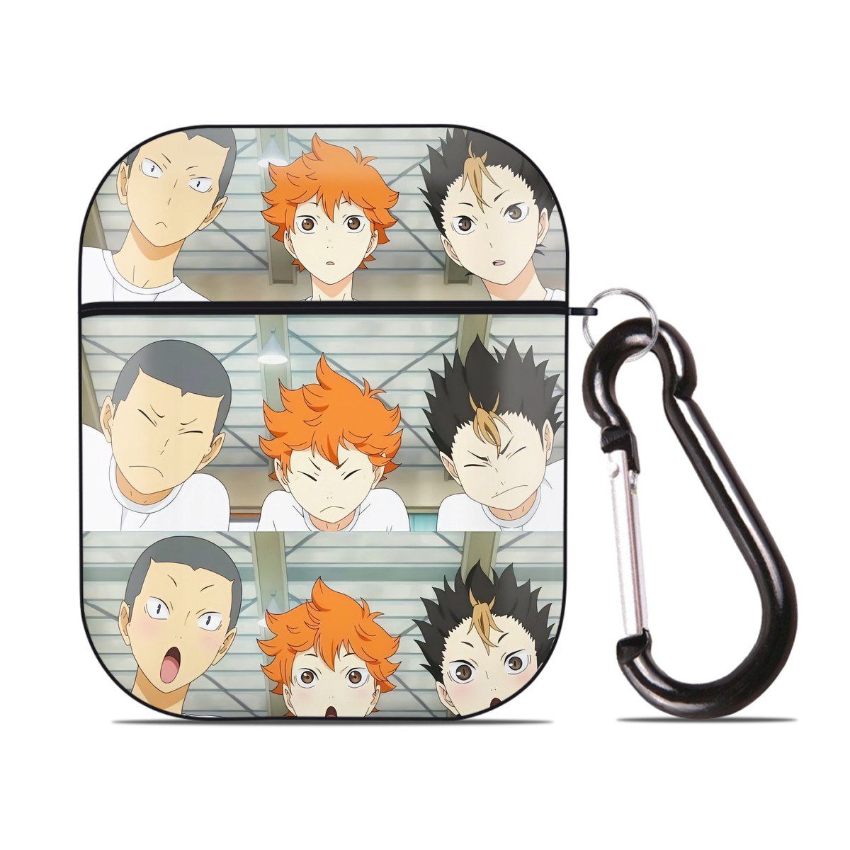 （画像用） ハイキュー!! Haikyu!! AirPods 第2世代保護ケース ハードシェル ブラック 耐衝撃・防指紋・カラビナ付き