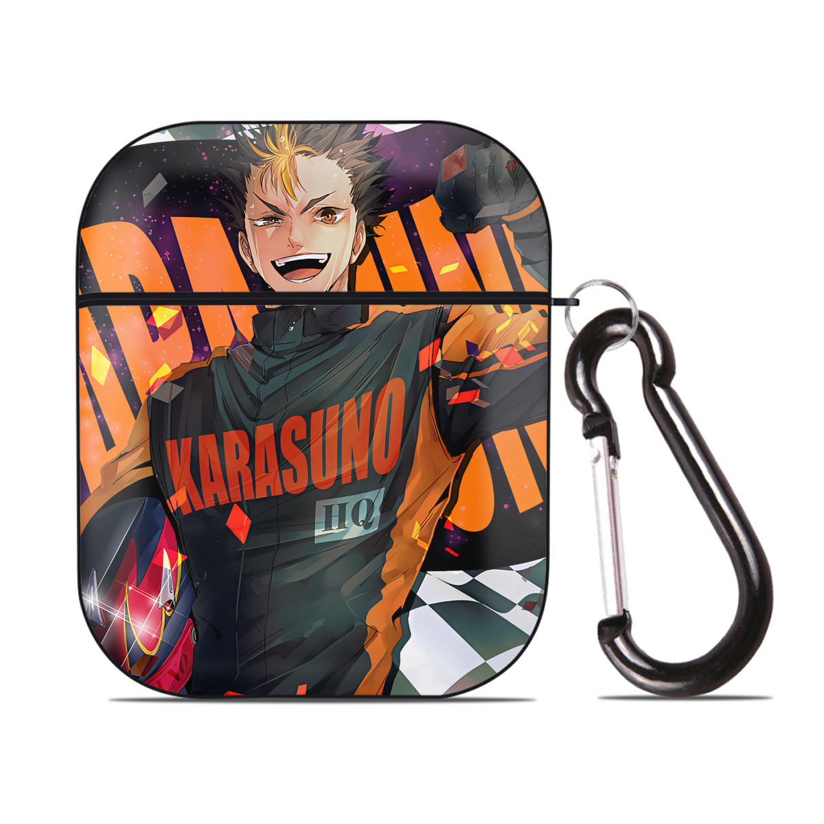 （画像用） ハイキュー!! Haikyu!! AirPods 第2世代保護ケース ハードシェル ブラック 耐衝撃・防指紋・カラビナ付き