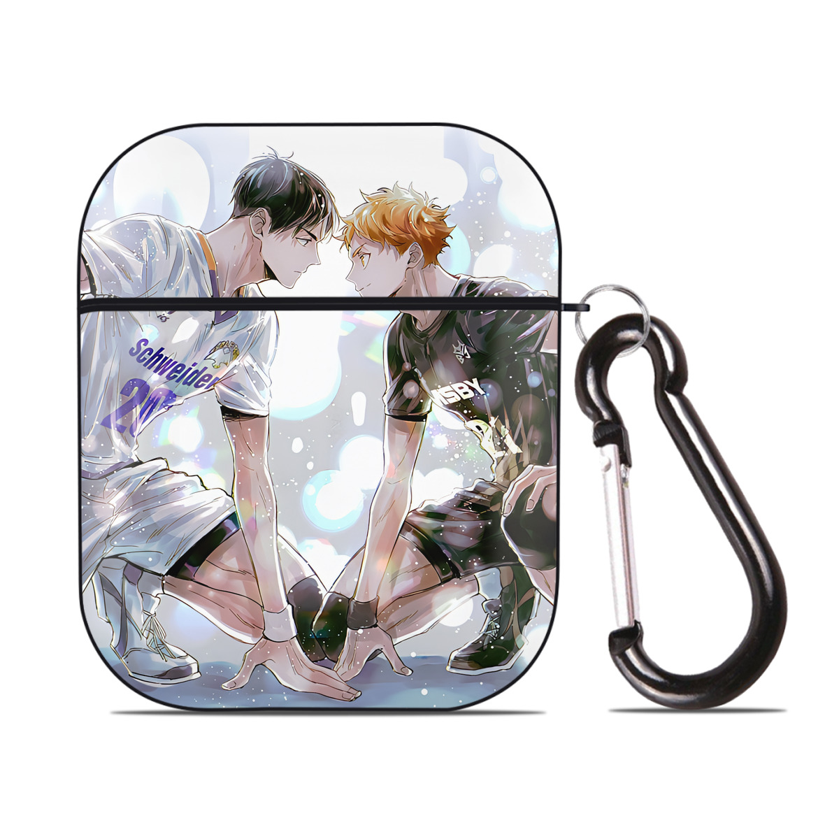 （画像用） ハイキュー!! Haikyu!! AirPods 第2世代保護ケース ハードシェル ブラック 耐衝撃・防指紋・カラビナ付き