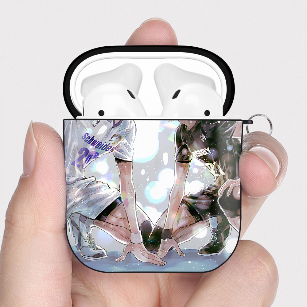 （画像用） ハイキュー!! Haikyu!! AirPods 第2世代保護ケース ハードシェル ブラック 耐衝撃・防指紋・カラビナ付き