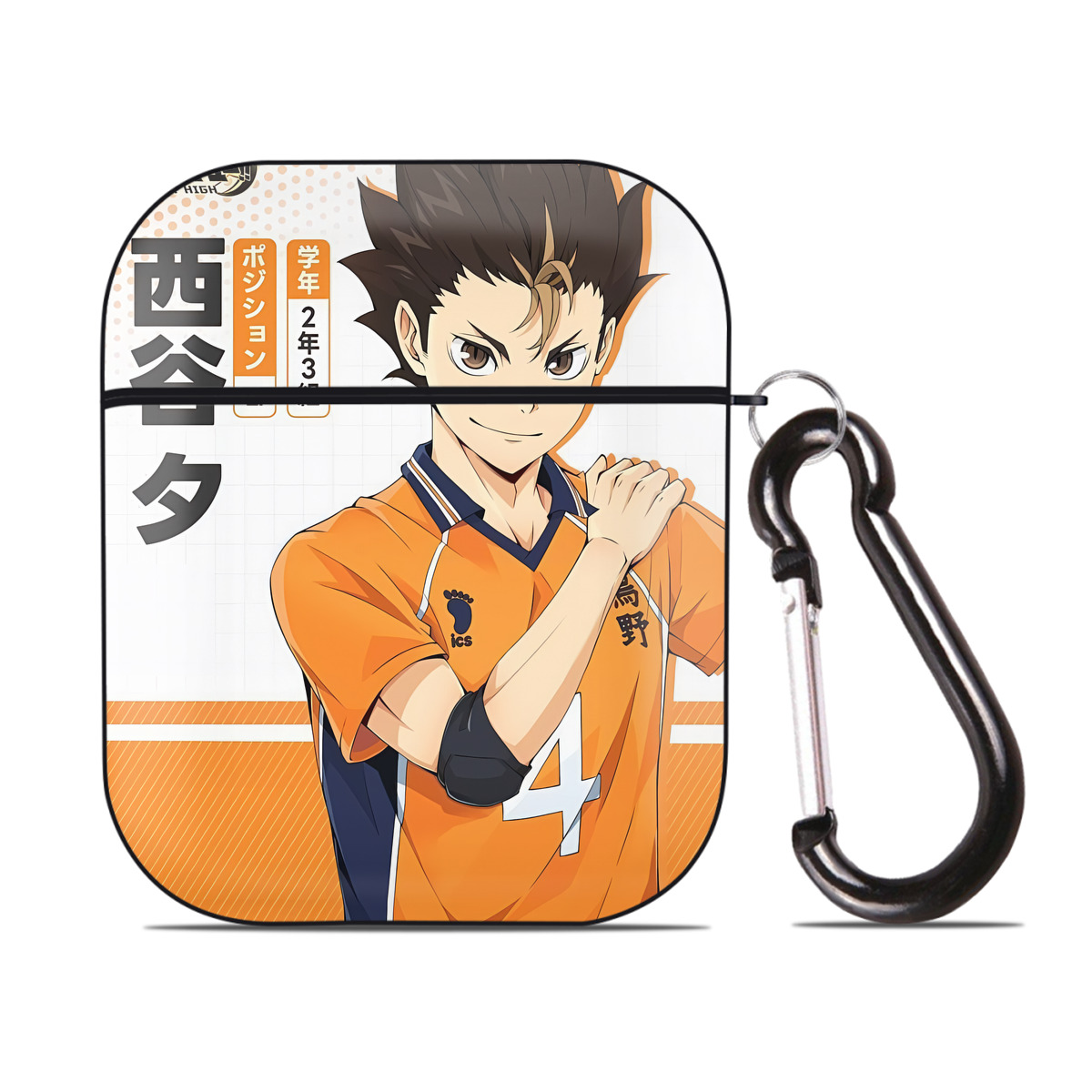（画像用） ハイキュー!! Haikyu!! AirPods 第2世代保護ケース ハードシェル ブラック 耐衝撃・防指紋・カラビナ付き