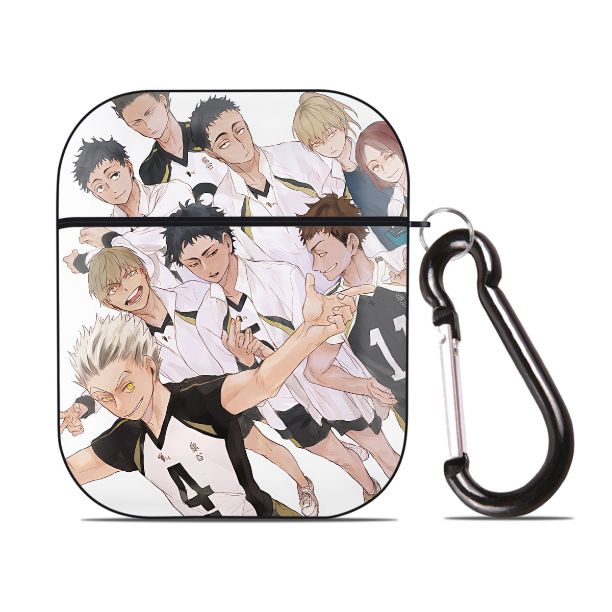 （画像用） ハイキュー!! Haikyu!! AirPods 第2世代保護ケース ハードシェル ブラック 耐衝撃・防指紋・カラビナ付き