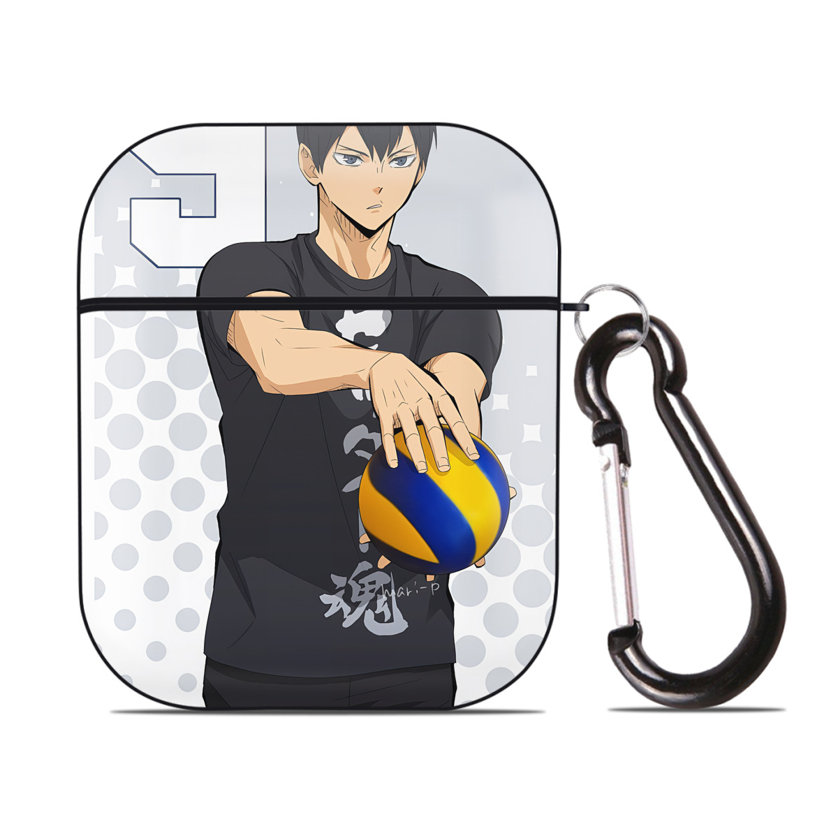 （画像用） ハイキュー!! Haikyu!! AirPods 第2世代保護ケース ハードシェル ブラック 耐衝撃・防指紋・カラビナ付き