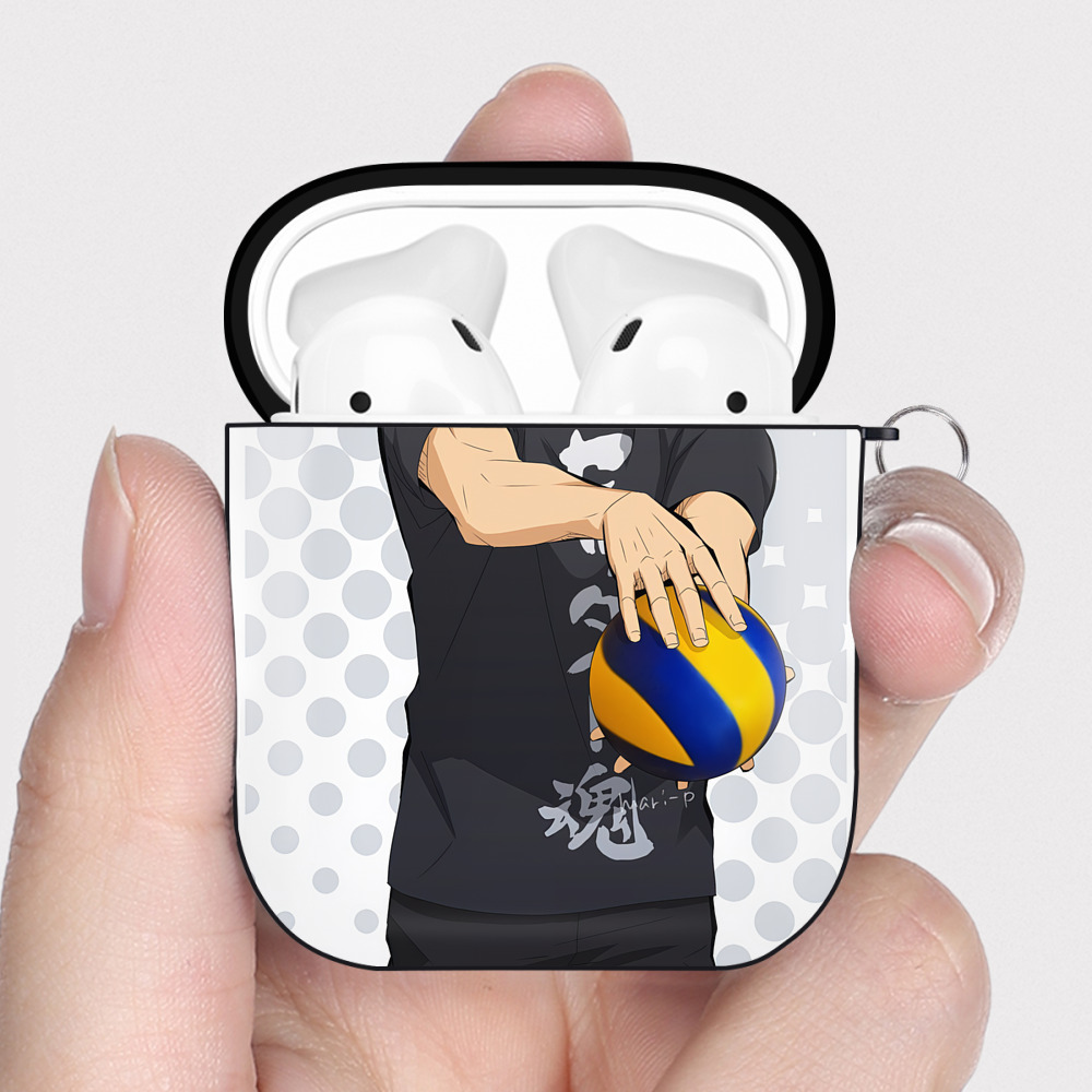 （画像用） ハイキュー!! Haikyu!! AirPods 第2世代保護ケース ハードシェル ブラック 耐衝撃・防指紋・カラビナ付き