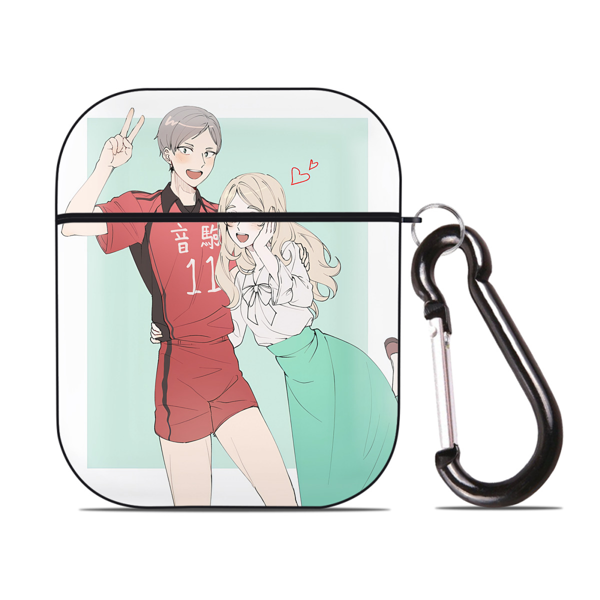 （画像用） ハイキュー!! Haikyu!! AirPods 第2世代保護ケース ハードシェル ブラック 耐衝撃・防指紋・カラビナ付き