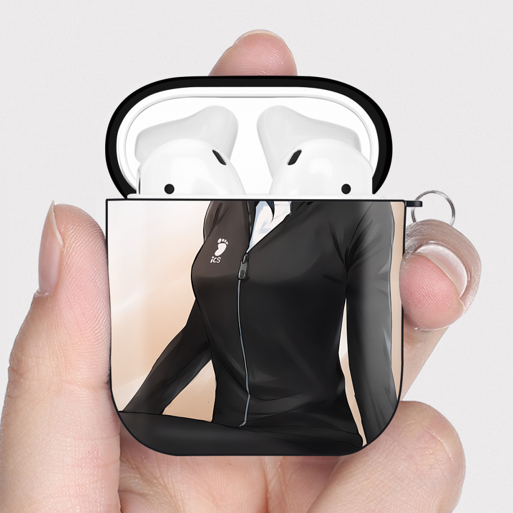 （画像用） ハイキュー!! Haikyu!! AirPods 第2世代保護ケース ハードシェル ブラック 耐衝撃・防指紋・カラビナ付き