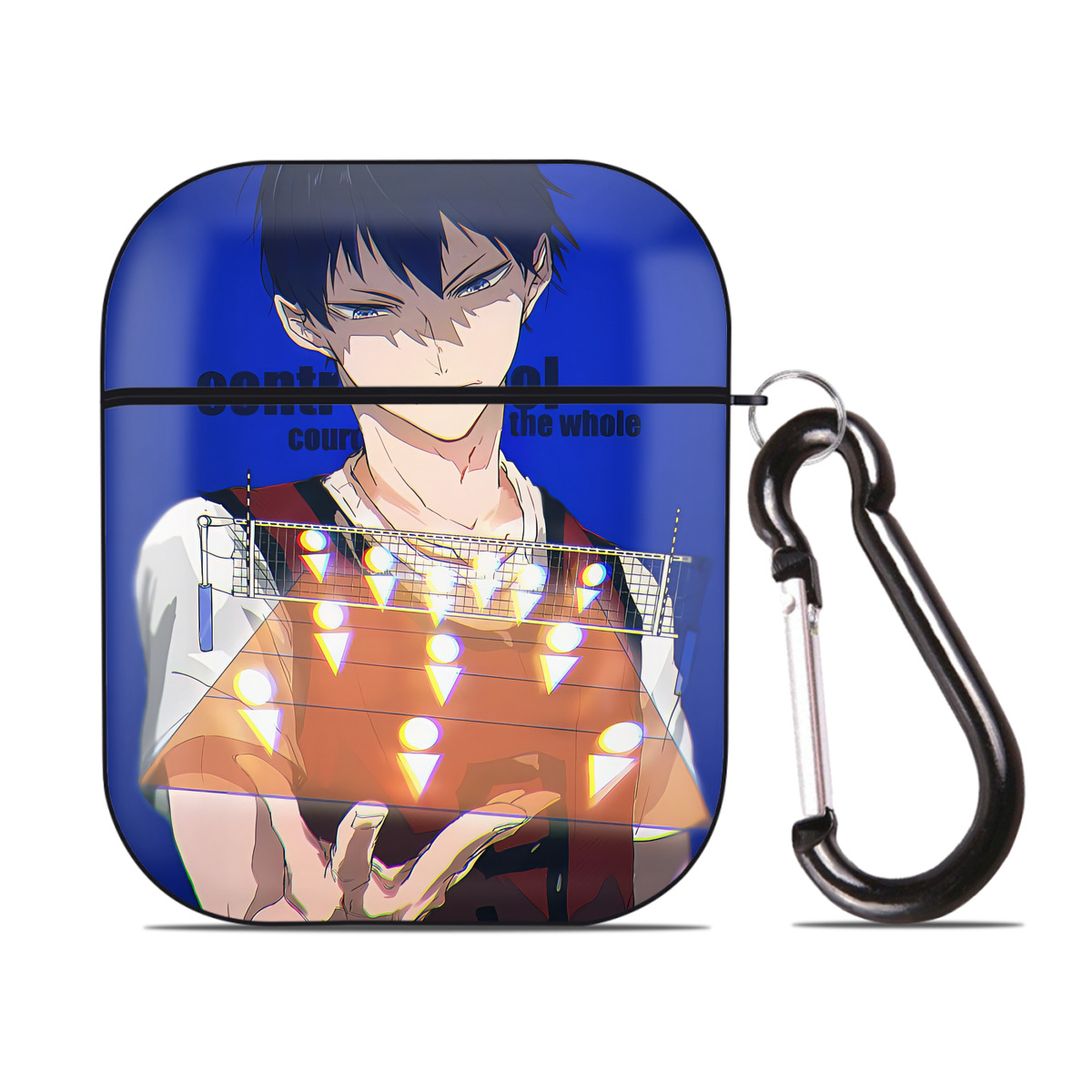 （画像用） ハイキュー!! Haikyu!! AirPods 第2世代保護ケース ハードシェル ブラック 耐衝撃・防指紋・カラビナ付き