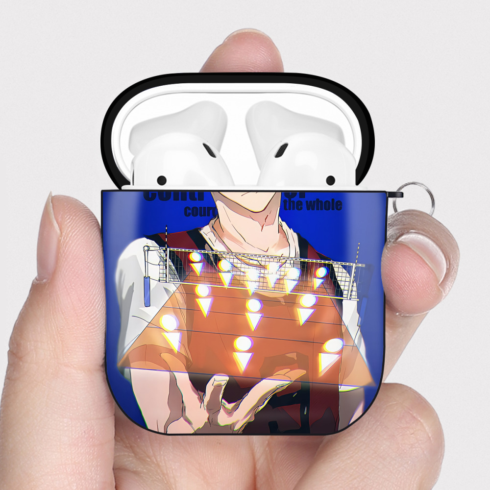 （画像用） ハイキュー!! Haikyu!! AirPods 第2世代保護ケース ハードシェル ブラック 耐衝撃・防指紋・カラビナ付き
