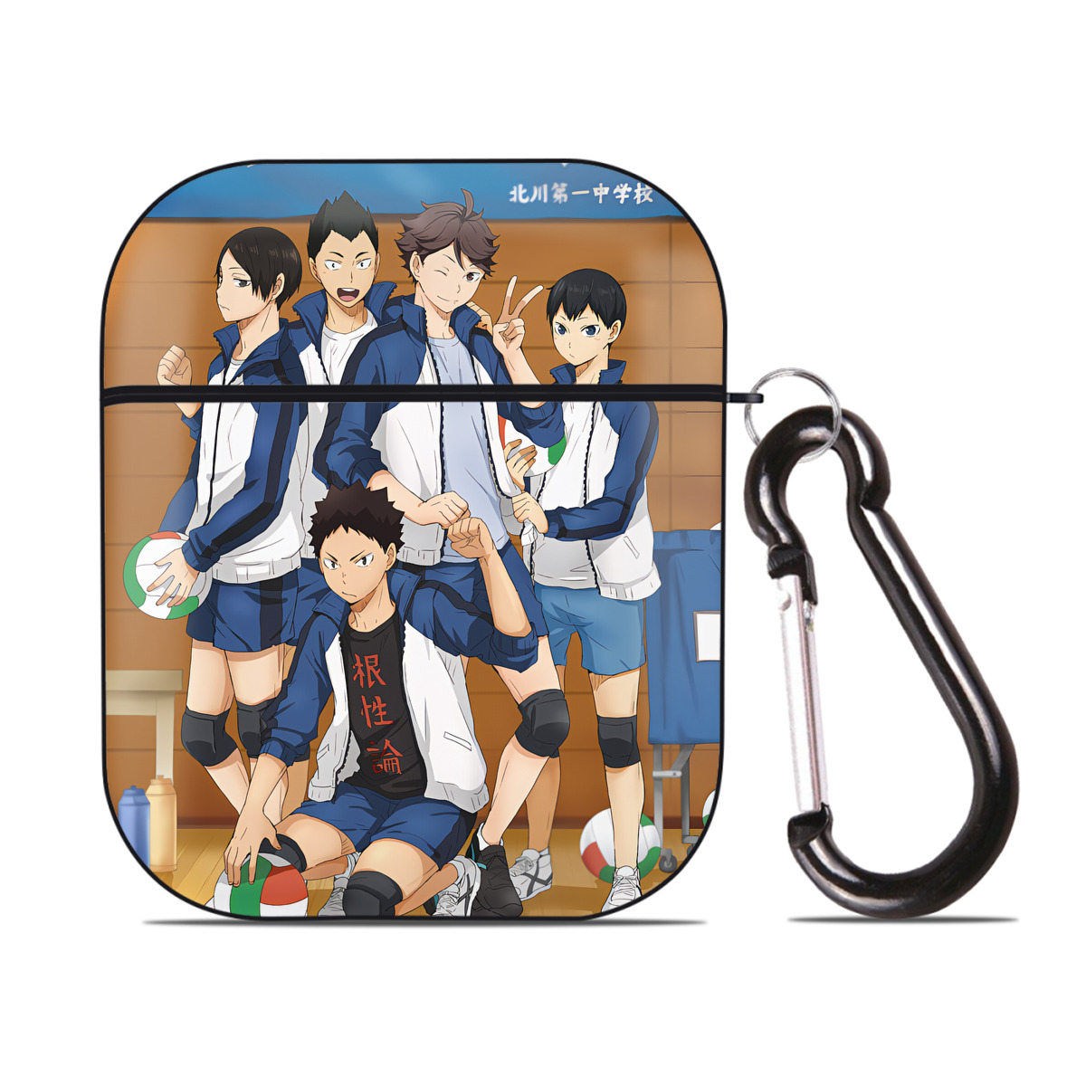 （画像用） ハイキュー!! Haikyu!! AirPods 第2世代保護ケース ハードシェル ブラック 耐衝撃・防指紋・カラビナ付き