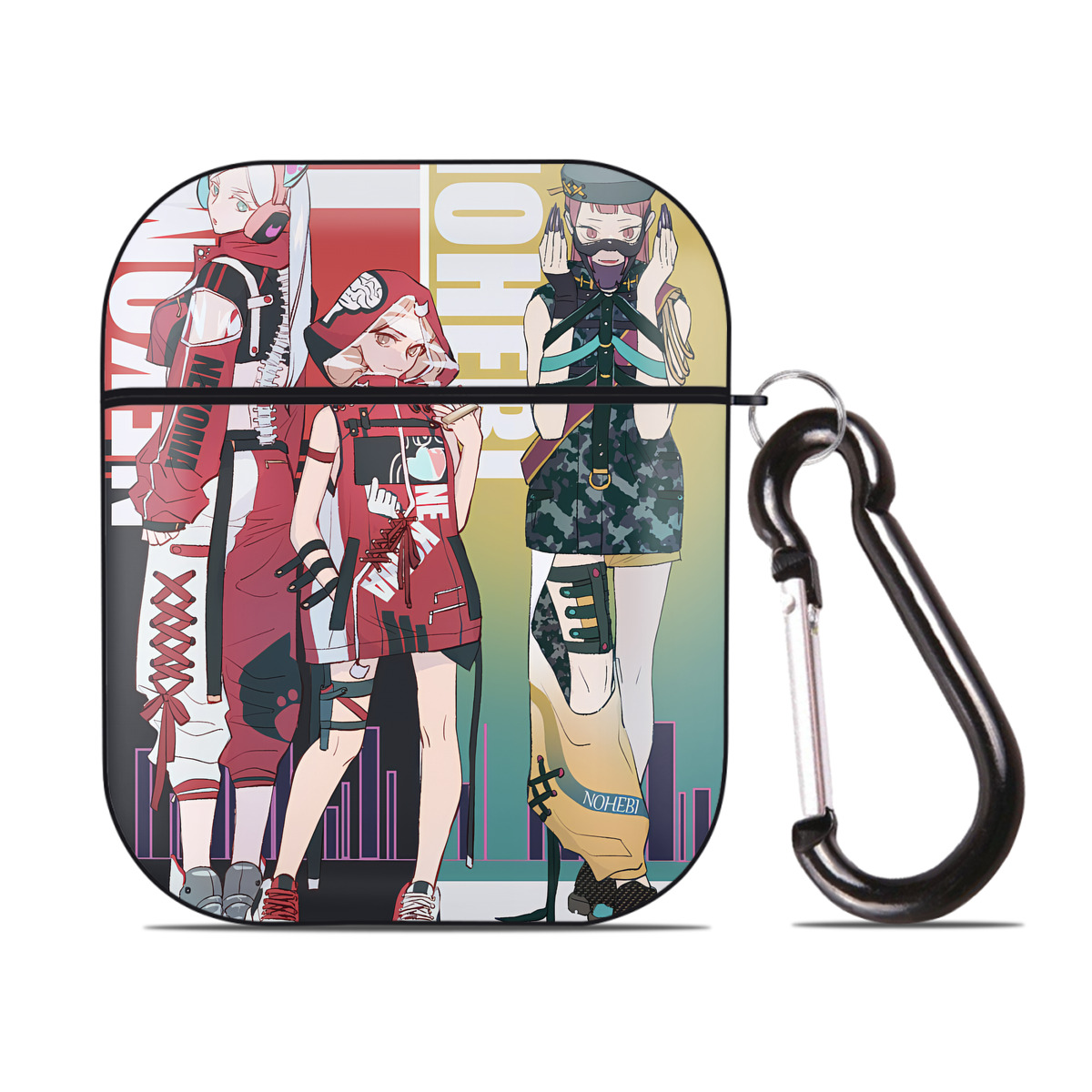 （画像用） ハイキュー!! Haikyu!! AirPods 第2世代保護ケース ハードシェル ブラック 耐衝撃・防指紋・カラビナ付き