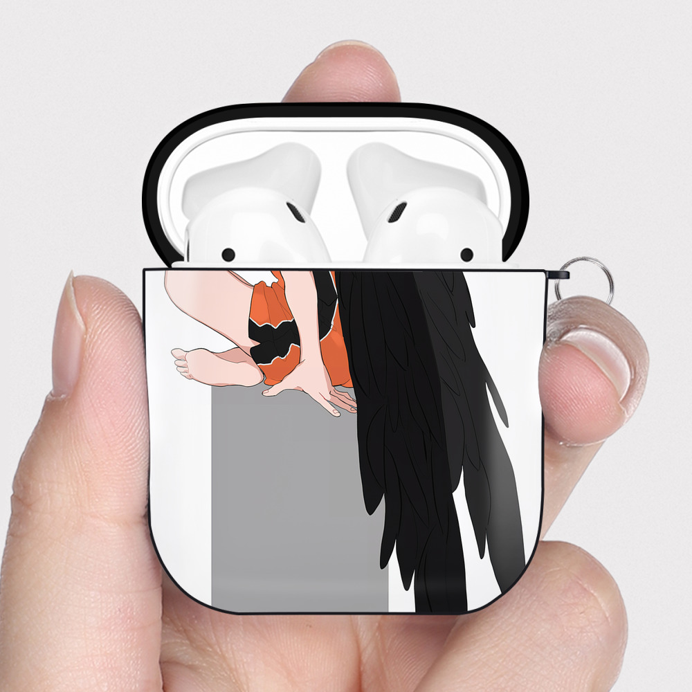 （画像用） ハイキュー!! Haikyu!! AirPods 第2世代保護ケース ハードシェル ブラック 耐衝撃・防指紋・カラビナ付き