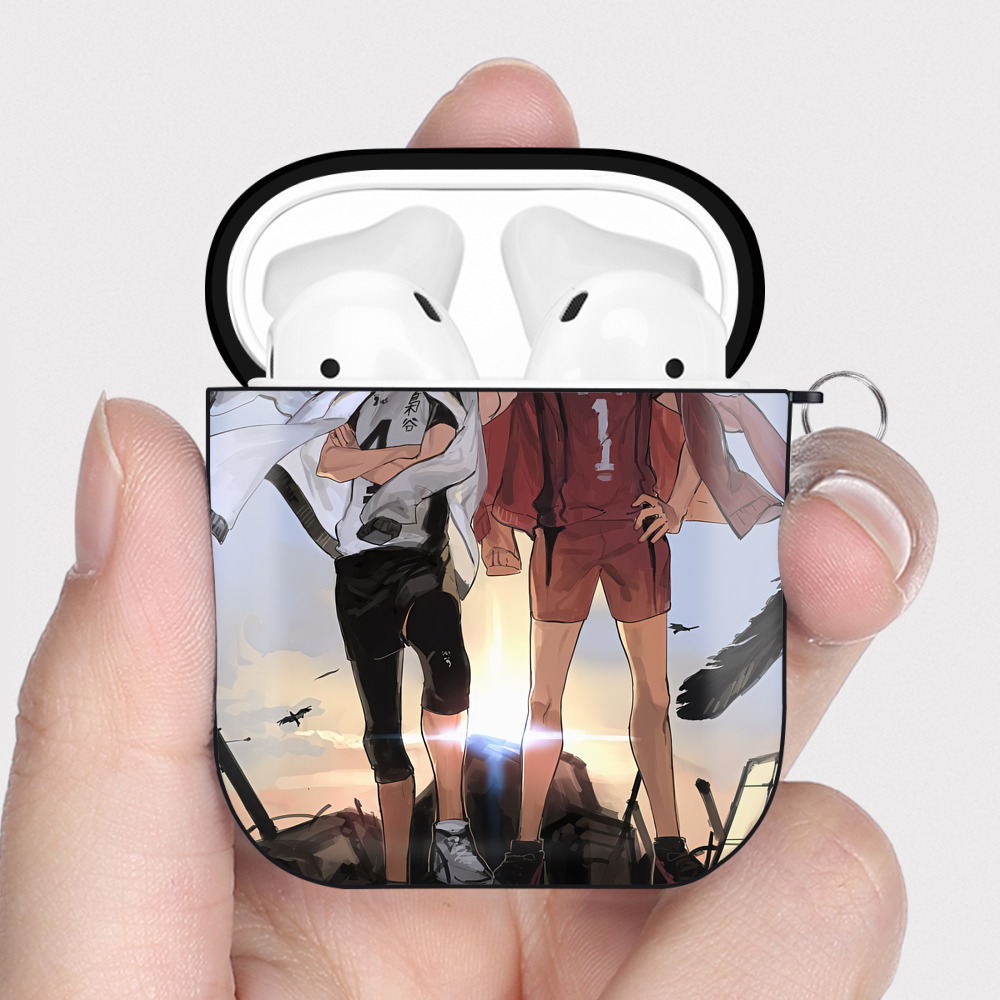（画像用） ハイキュー!! Haikyu!! AirPods 第2世代保護ケース ハードシェル ブラック 耐衝撃・防指紋・カラビナ付き