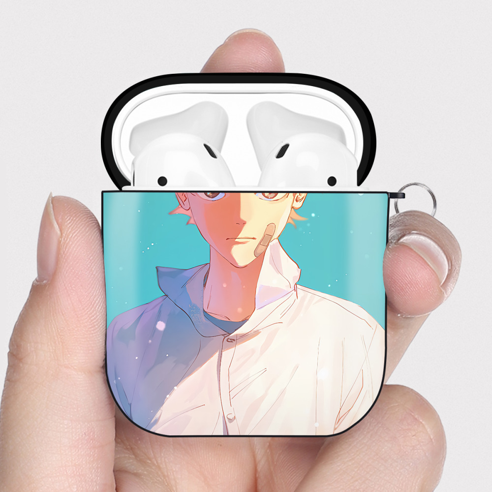 （画像用） ハイキュー!! Haikyu!! AirPods 第2世代保護ケース ハードシェル ブラック 耐衝撃・防指紋・カラビナ付き