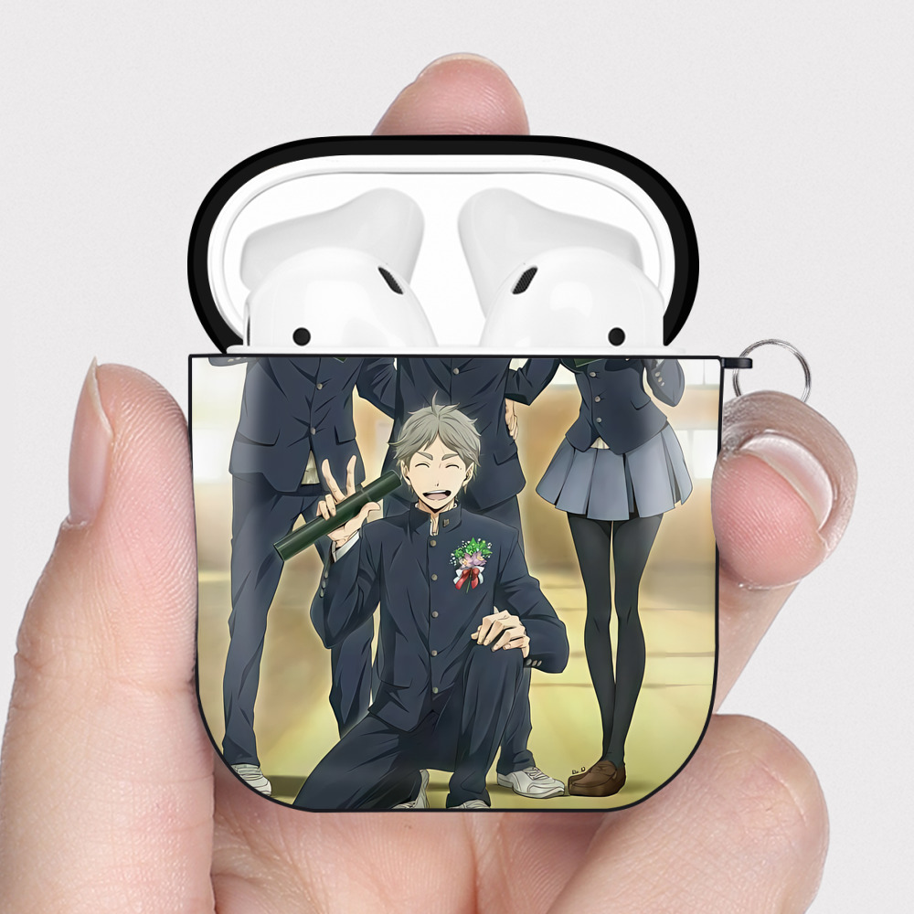 （画像用） ハイキュー!! Haikyu!! AirPods 第2世代保護ケース ハードシェル ブラック 耐衝撃・防指紋・カラビナ付き