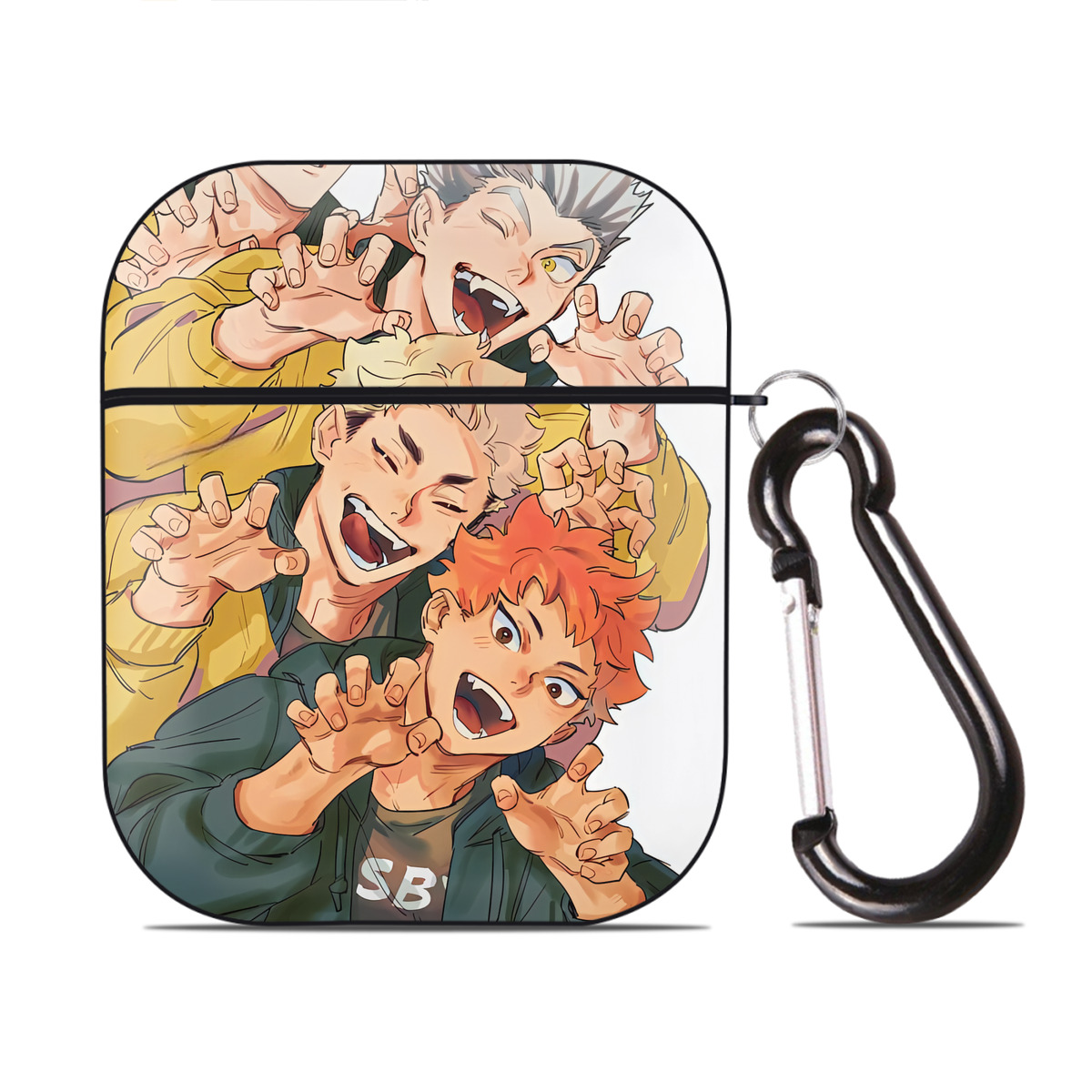 （画像用） ハイキュー!! Haikyu!! AirPods 第2世代保護ケース ハードシェル ブラック 耐衝撃・防指紋・カラビナ付き