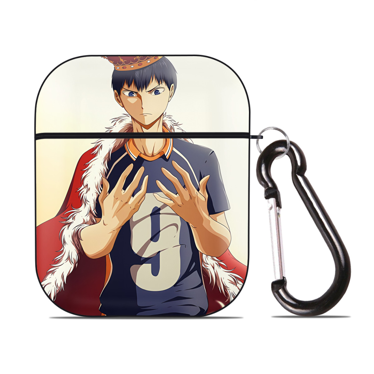 （画像用） ハイキュー!! Haikyu!! AirPods 第2世代保護ケース ハードシェル ブラック 耐衝撃・防指紋・カラビナ付き
