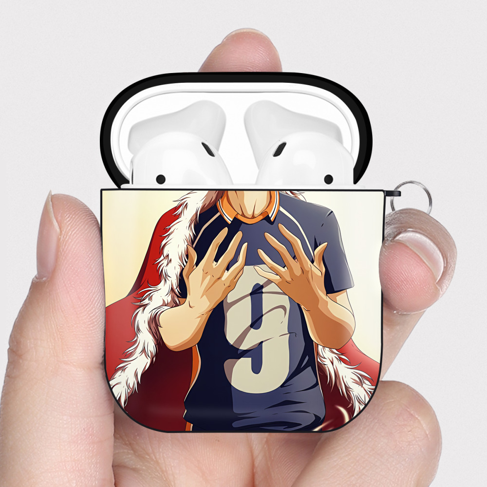 （画像用） ハイキュー!! Haikyu!! AirPods 第2世代保護ケース ハードシェル ブラック 耐衝撃・防指紋・カラビナ付き