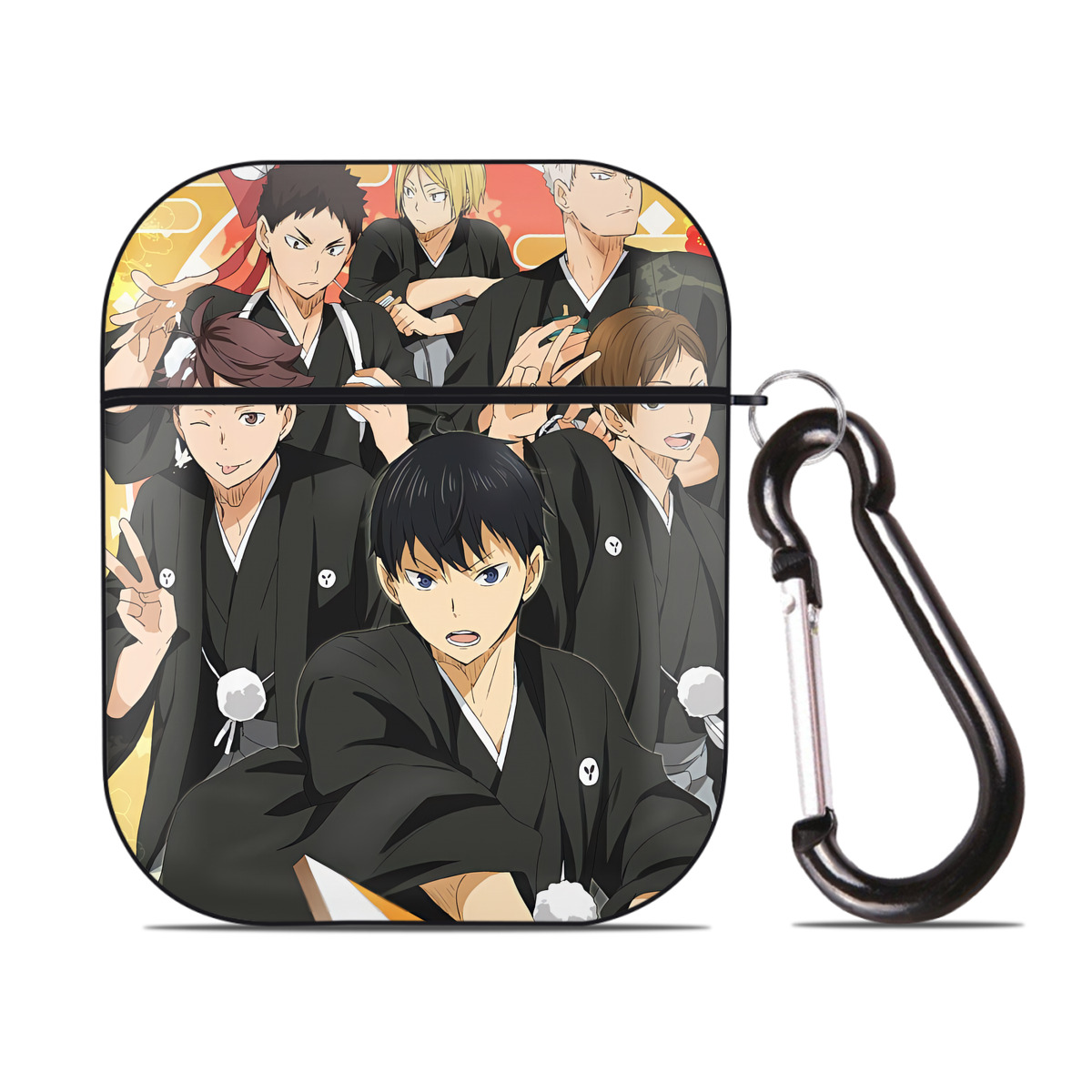 （画像用） ハイキュー!! Haikyu!! AirPods 第2世代保護ケース ハードシェル ブラック 耐衝撃・防指紋・カラビナ付き