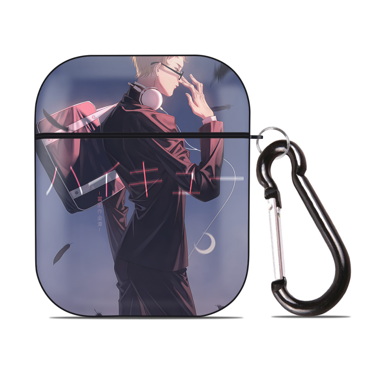 （画像用） ハイキュー!! Haikyu!! AirPods 第2世代保護ケース ハードシェル ブラック 耐衝撃・防指紋・カラビナ付き