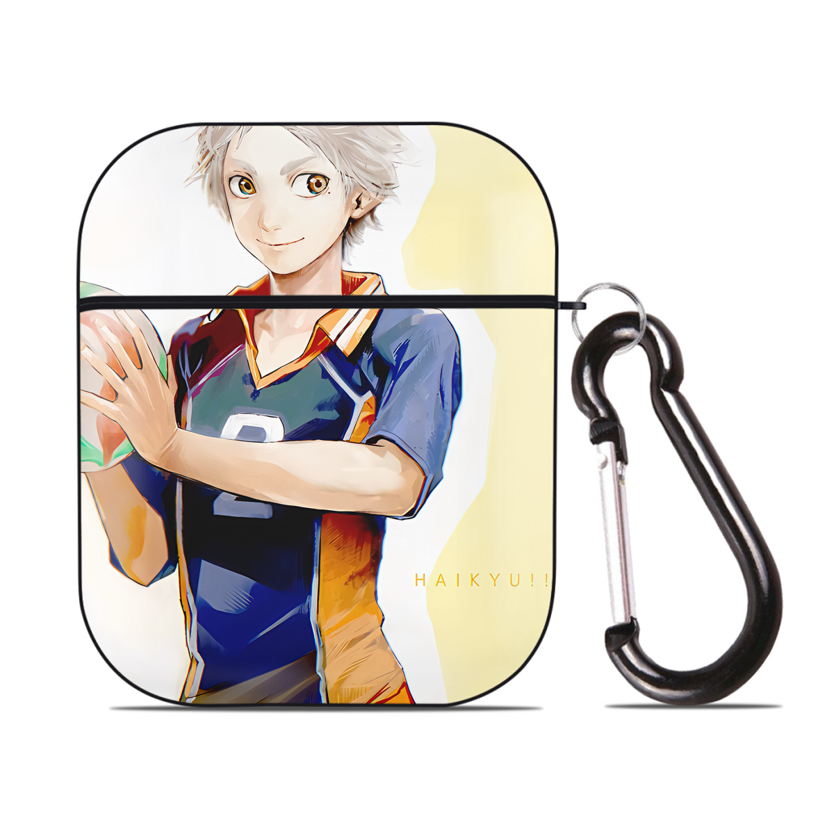 （画像用） ハイキュー!! Haikyu!! AirPods 第2世代保護ケース ハードシェル ブラック 耐衝撃・防指紋・カラビナ付き