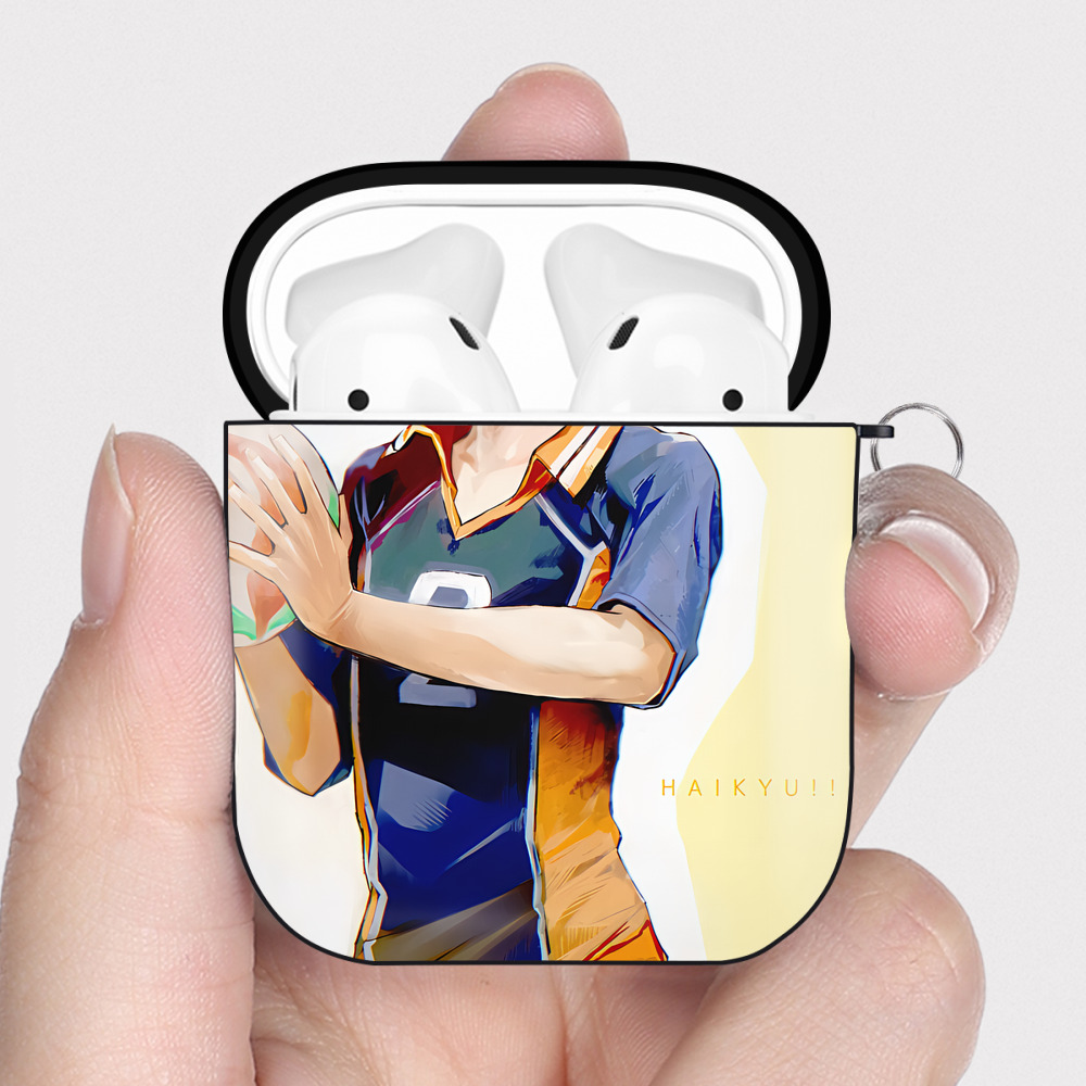 （画像用） ハイキュー!! Haikyu!! AirPods 第2世代保護ケース ハードシェル ブラック 耐衝撃・防指紋・カラビナ付き