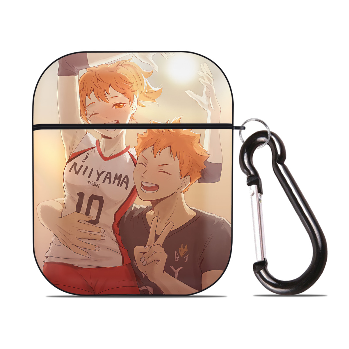（画像用） ハイキュー!! Haikyu!! AirPods 第2世代保護ケース ハードシェル ブラック 耐衝撃・防指紋・カラビナ付き