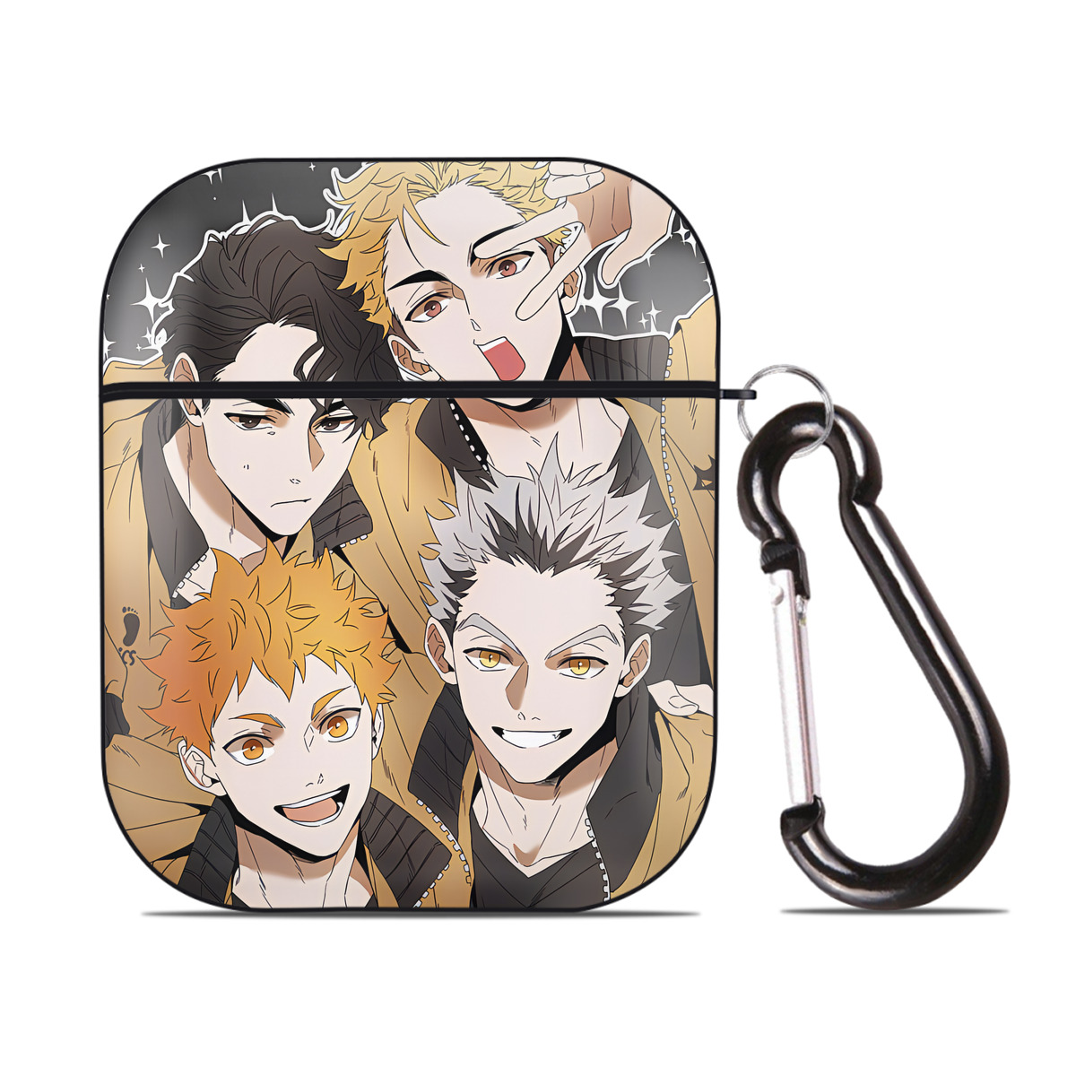 （画像用） ハイキュー!! Haikyu!! AirPods 第2世代保護ケース ハードシェル ブラック 耐衝撃・防指紋・カラビナ付き