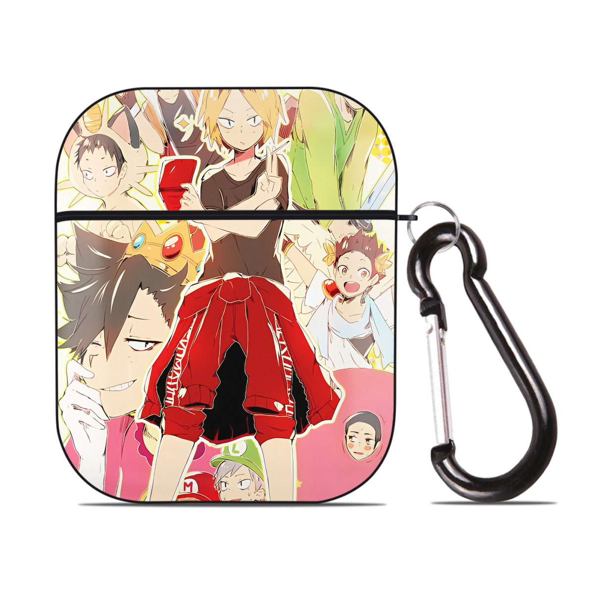 （画像用） ハイキュー!! Haikyu!! AirPods 第2世代保護ケース ハードシェル ブラック 耐衝撃・防指紋・カラビナ付き