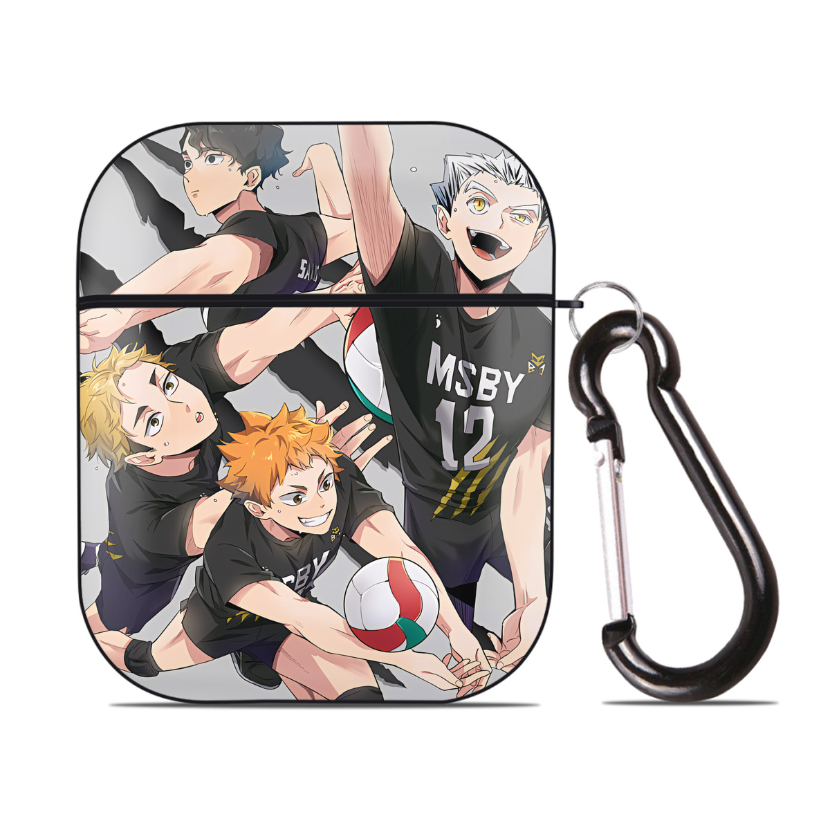 （画像用） ハイキュー!! Haikyu!! AirPods 第2世代保護ケース ハードシェル ブラック 耐衝撃・防指紋・カラビナ付き