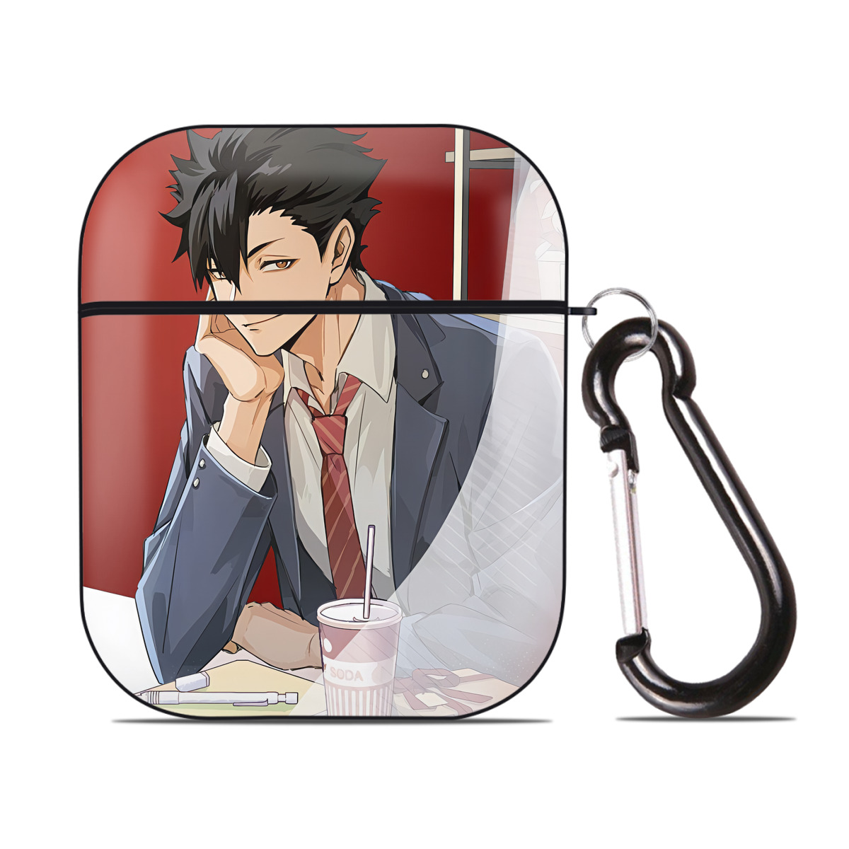 （画像用） ハイキュー!! Haikyu!! AirPods 第2世代保護ケース ハードシェル ブラック 耐衝撃・防指紋・カラビナ付き