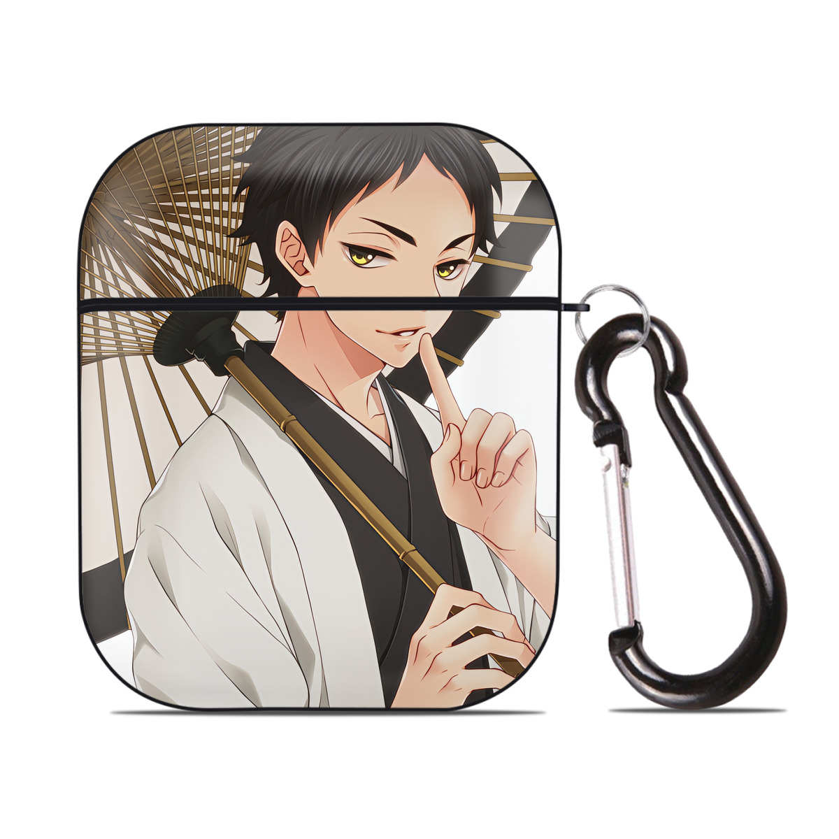 （画像用） ハイキュー!! Haikyu!! AirPods 第2世代保護ケース ハードシェル ブラック 耐衝撃・防指紋・カラビナ付き