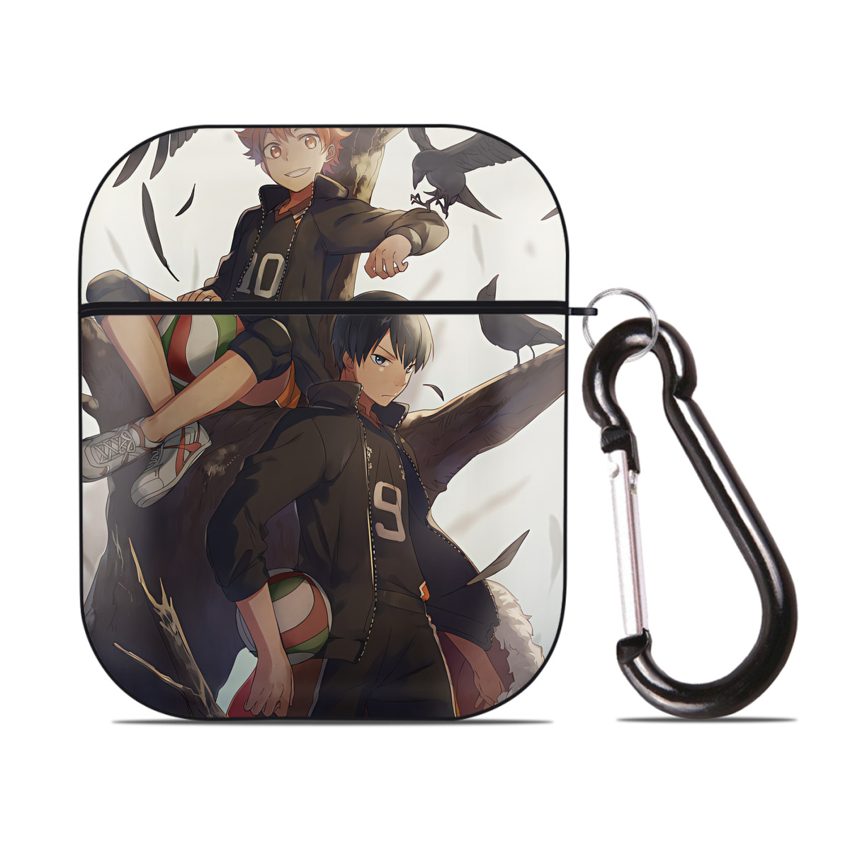 （画像用） ハイキュー!! Haikyu!! AirPods 第2世代保護ケース ハードシェル ブラック 耐衝撃・防指紋・カラビナ付き