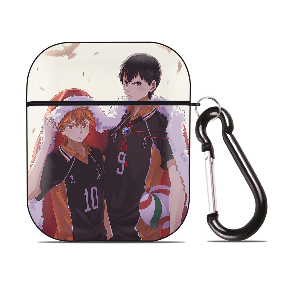 （画像用） ハイキュー!! Haikyu!! AirPods 第2世代保護ケース ハードシェル ブラック 耐衝撃・防指紋・カラビナ付き