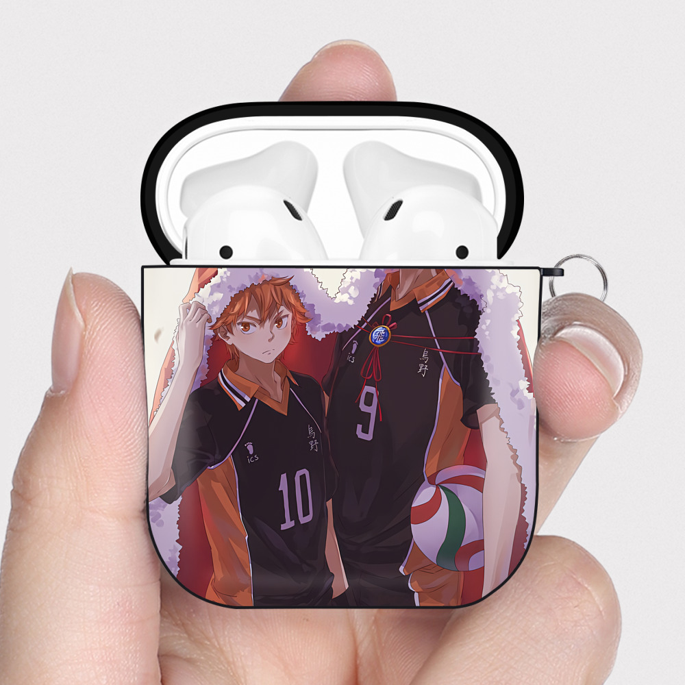 （画像用） ハイキュー!! Haikyu!! AirPods 第2世代保護ケース ハードシェル ブラック 耐衝撃・防指紋・カラビナ付き
