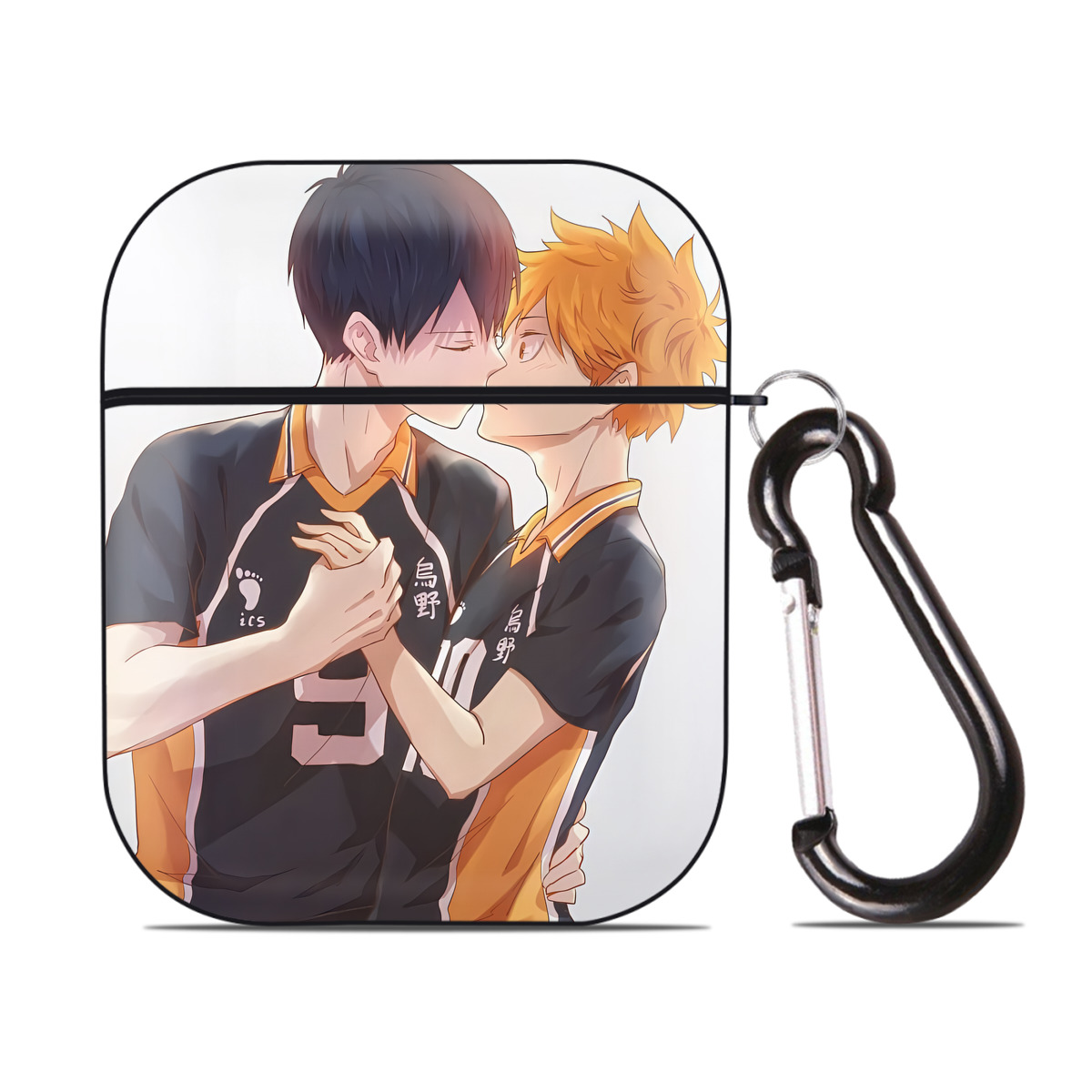 （画像用） ハイキュー!! Haikyu!! AirPods 第2世代保護ケース ハードシェル ブラック 耐衝撃・防指紋・カラビナ付き