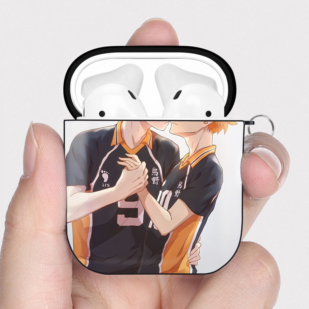 （画像用） ハイキュー!! Haikyu!! AirPods 第2世代保護ケース ハードシェル ブラック 耐衝撃・防指紋・カラビナ付き